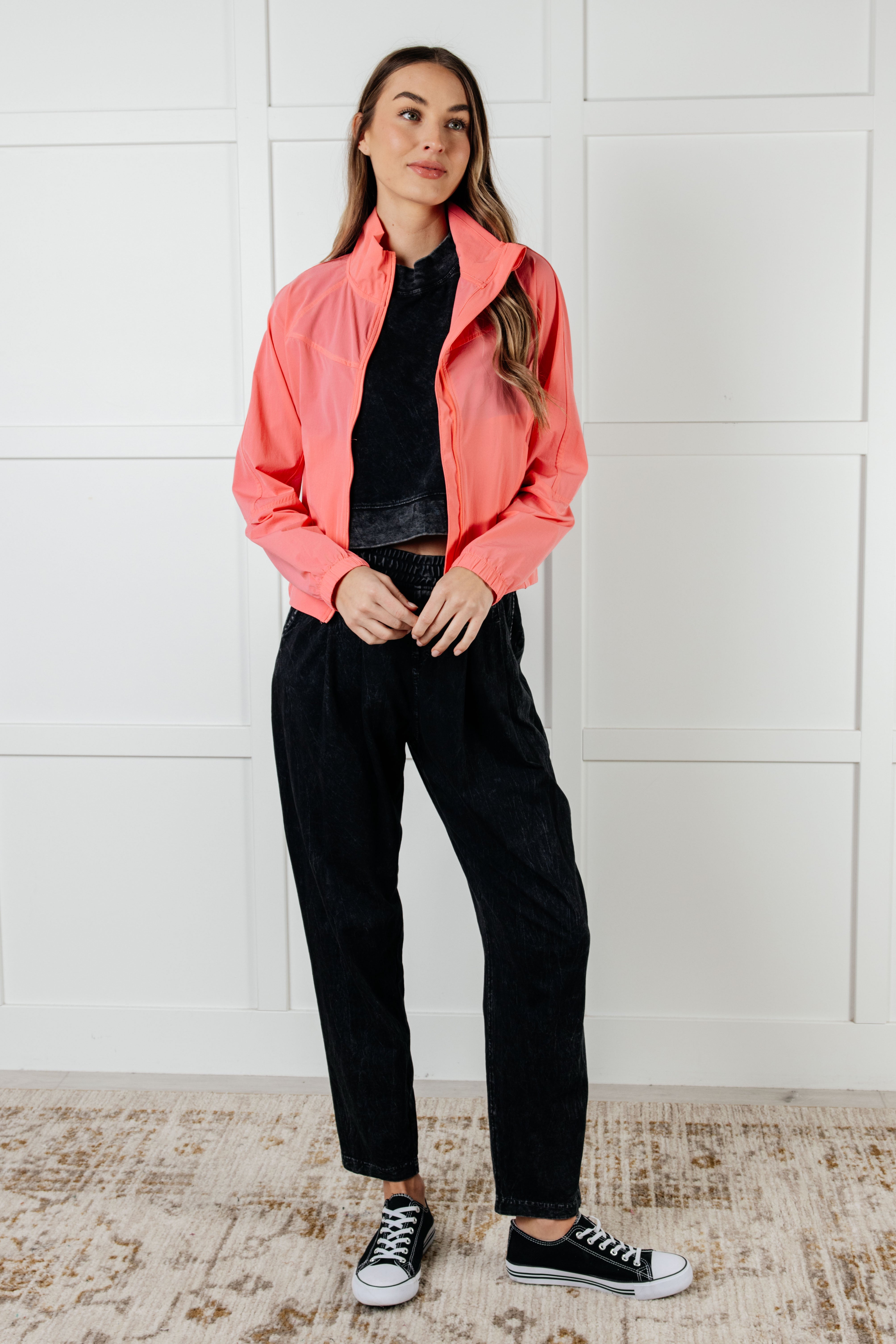 Fit Happens Nylon Tennis Jacket for Women - Lightweight Coral Rose Windbreaker with Moisture-Wicking Technology | Perfect for Tennis, Running, Gym & Outdoor Activities