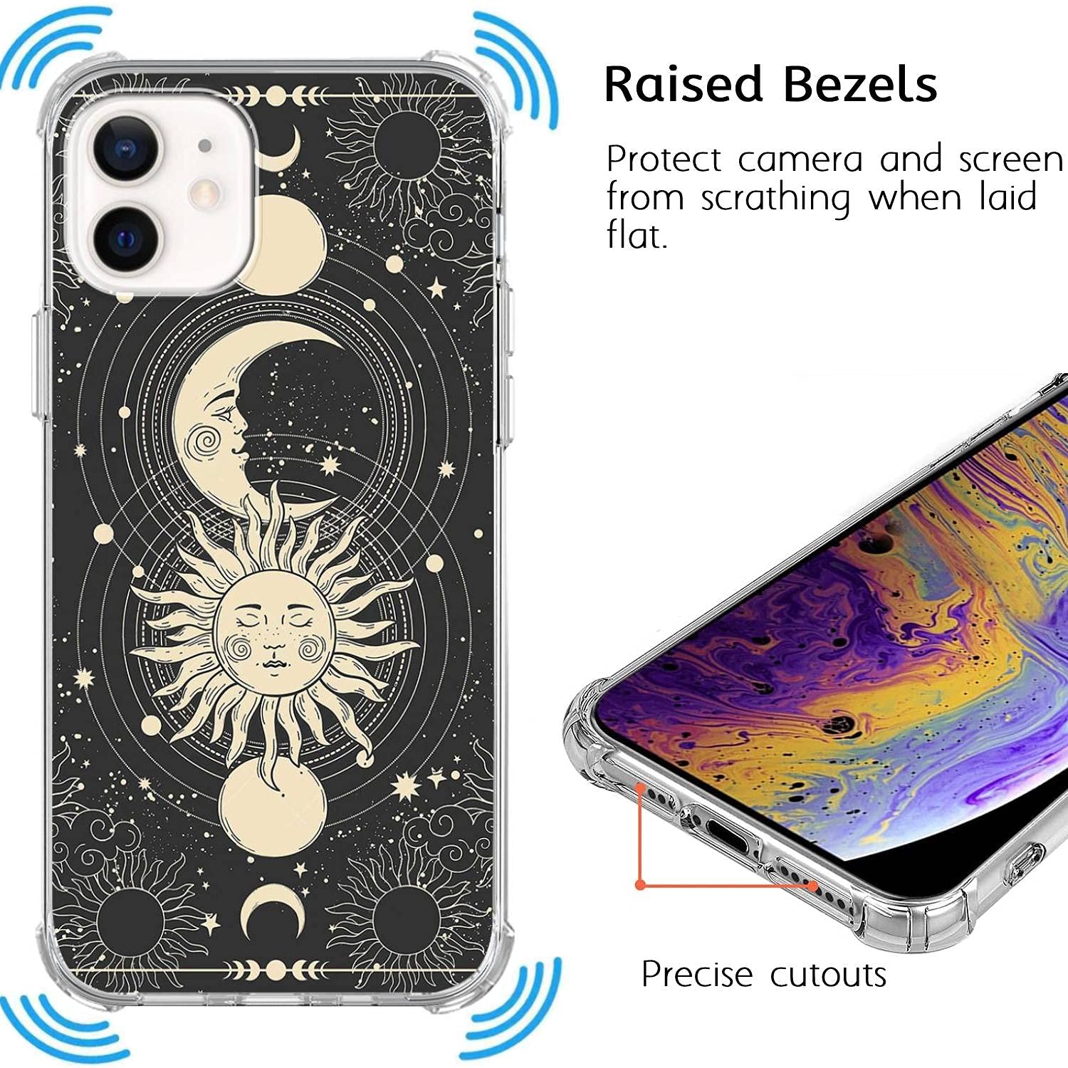 Celestial Sun Moon Star Design iPhone 11 Case - Cute Cartoon Soft TPU Bumper Phone Cover for Women & Girls | Perfect for Daily Use, School, Work & Travel Protection