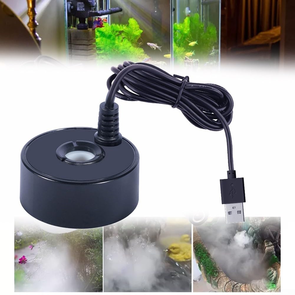Mini USB Mist Maker - 5V Portable Fountain Mister Fogger for Indoor & Outdoor Use, Small Pond Fog Machine & Air Humidifier (Black) | Perfect for Home Decor, Yoga Rooms, and Garden Water Features
