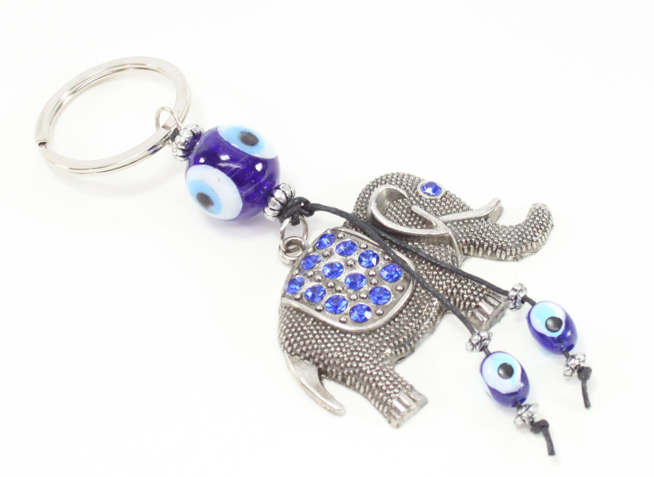 Evil Eye Keychain (Nazar) - Elephant Blue Protection Charm for Keys, Religious Jewelry Gift for Birthday & Congratulations (Elephant-YP2988) - Perfect for Home, Car Keys & Spiritual Protection