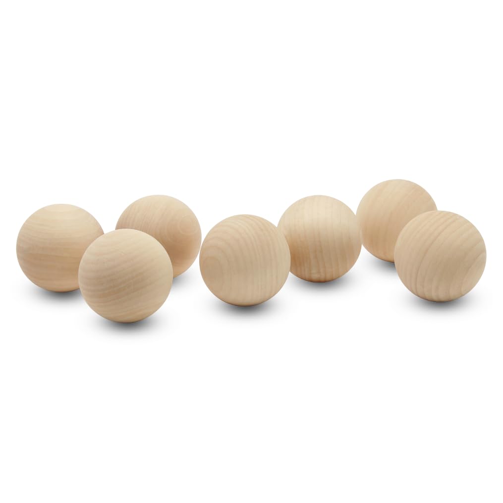 **5-Pack 3 Inch Unfinished Natural Hardwood Round Balls - Smooth Birch Wood Craft Balls for DIY Projects, Home Decor, Kids Crafts & Woodworking (3