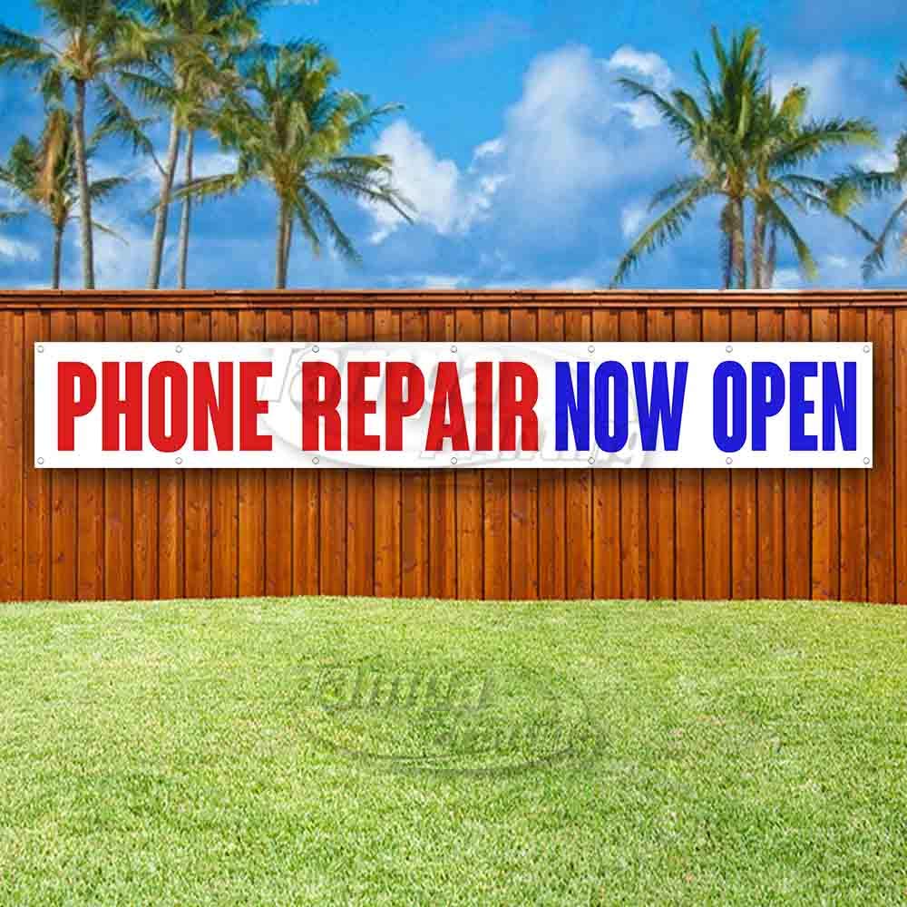 Extra Large 13 oz Heavy-Duty Vinyl Phone Repair Banner with Metal Grommets - Single-Sided Business Sign for Storefront & Workshop Advertising