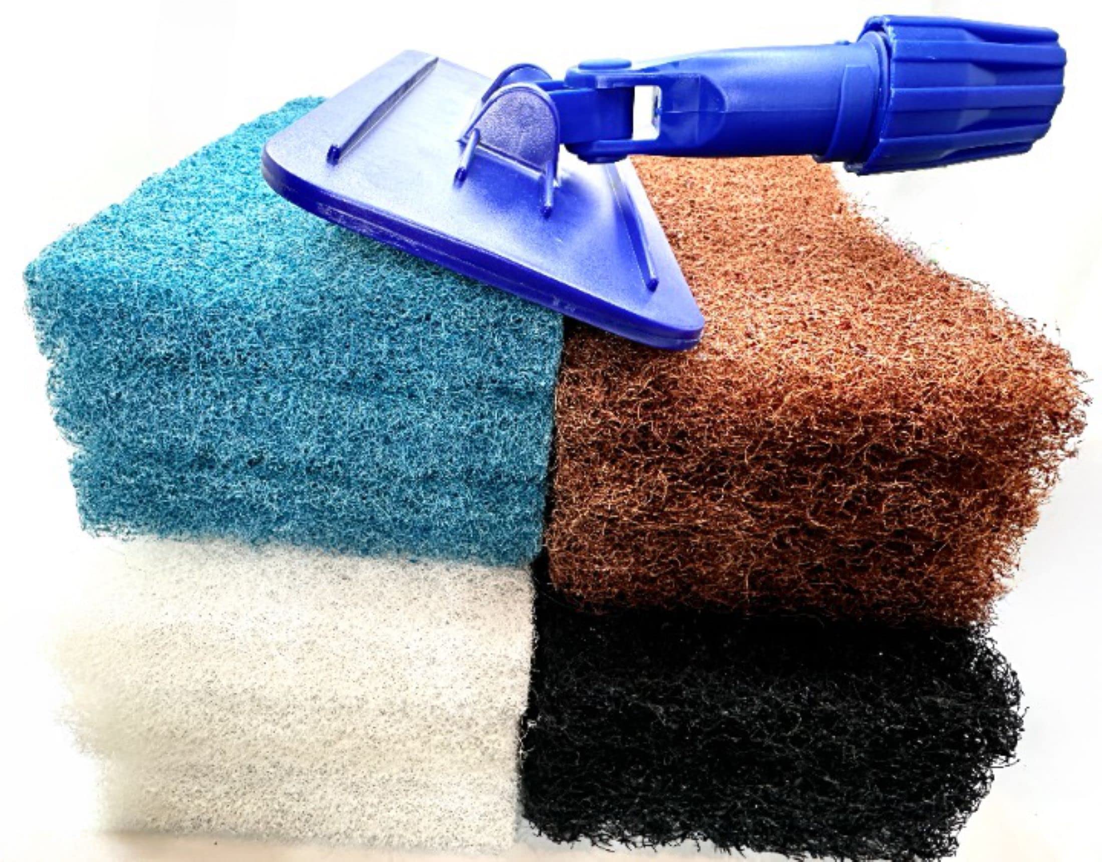 Universal Locking Collar Swivel Pad Holder Kit with 12 Cleaning Scouring Pads - 3x4 Different 4.5