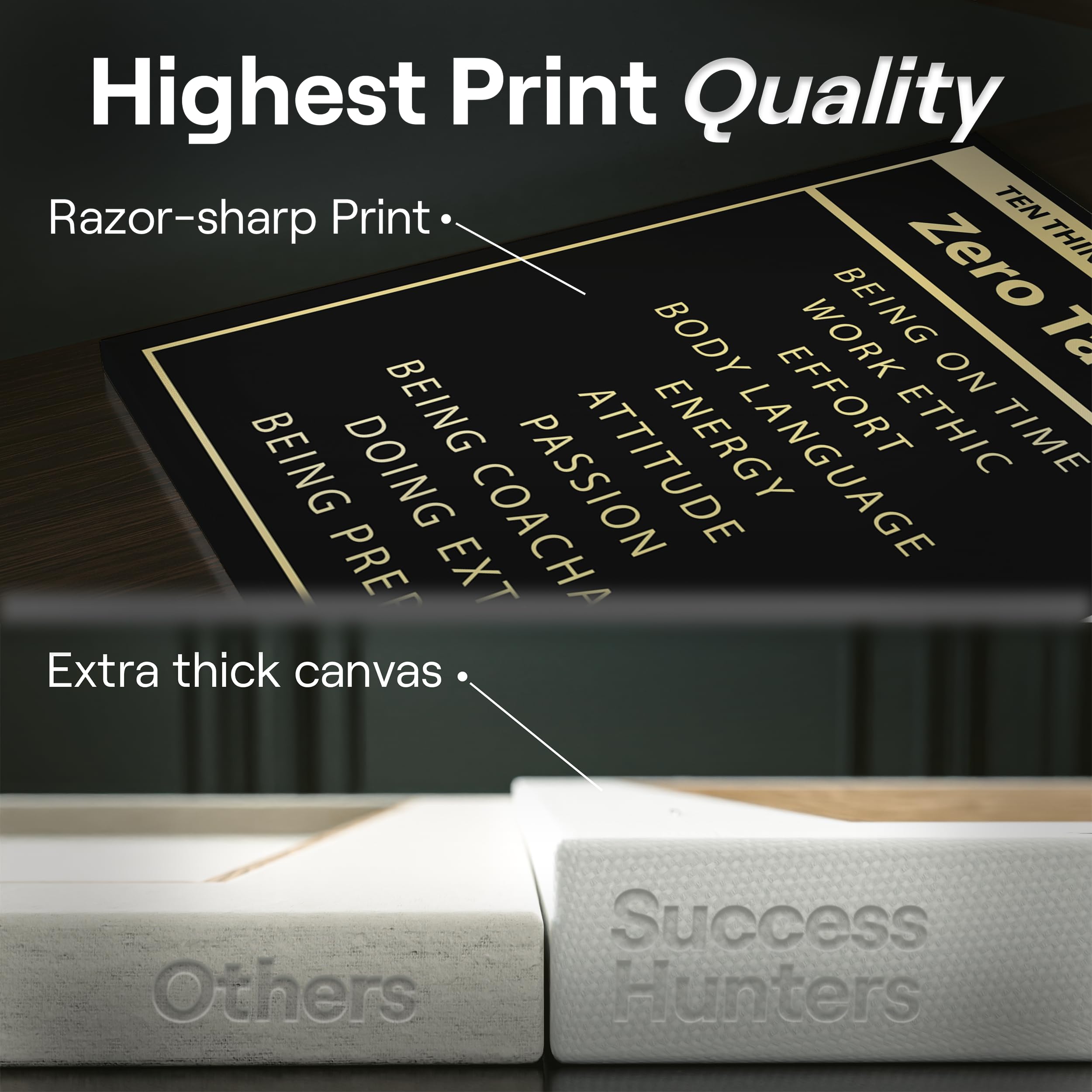 Motivational Wall Art - Zero Talent Quote Poster (24x18 in) - Inspirational Office & Bedroom Decor, Success Hanging Canvas for Work & Home - Perfect for Workspace, Living Room & Study Area
