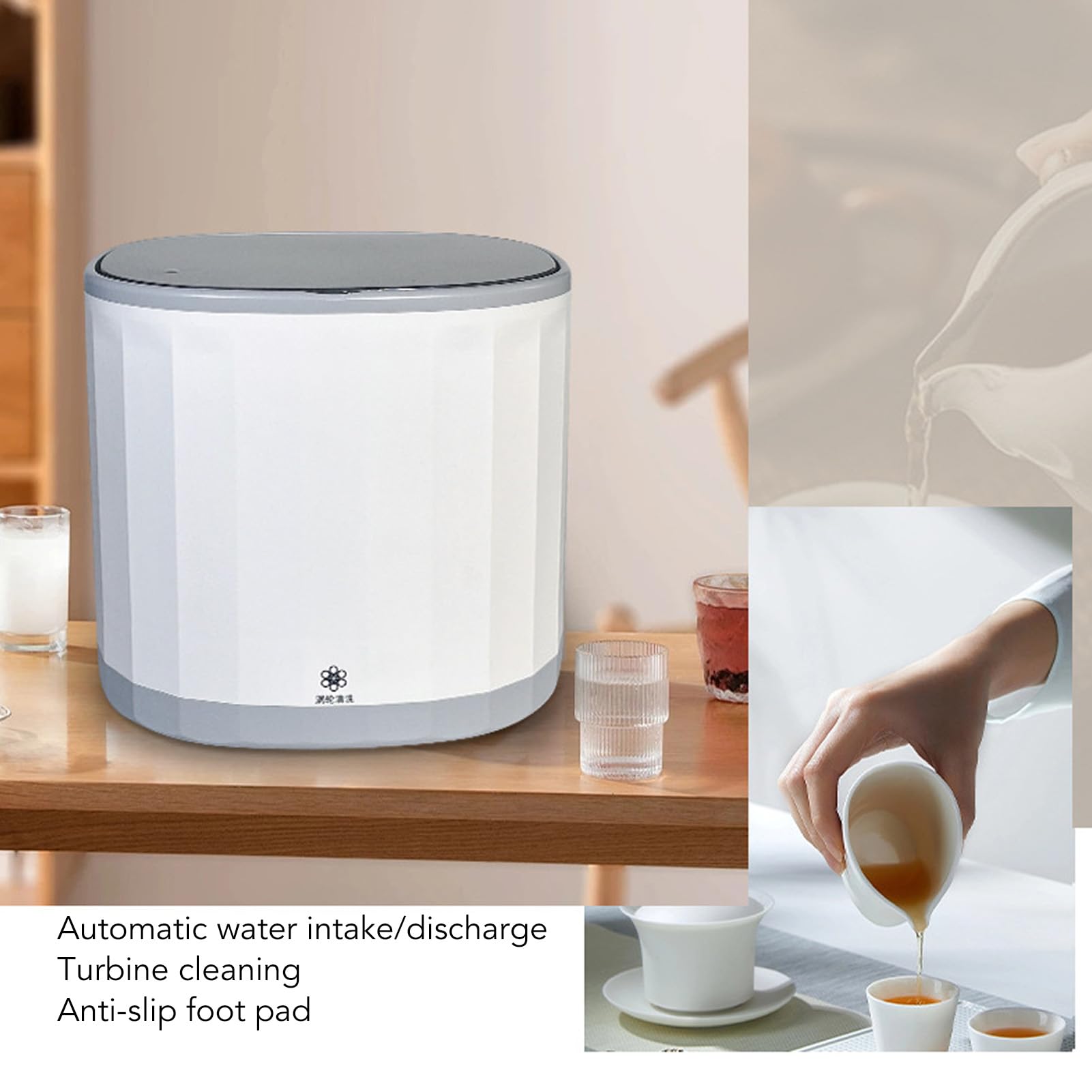Portable Countertop Dishwasher - USB Powered Mini Dishwasher with 360° Cleaning & Cup Holder | Automatic Tea Cup Cleaner for Efficient Stain Removal | Perfect for Home, Office, Dorm & Small Spaces
