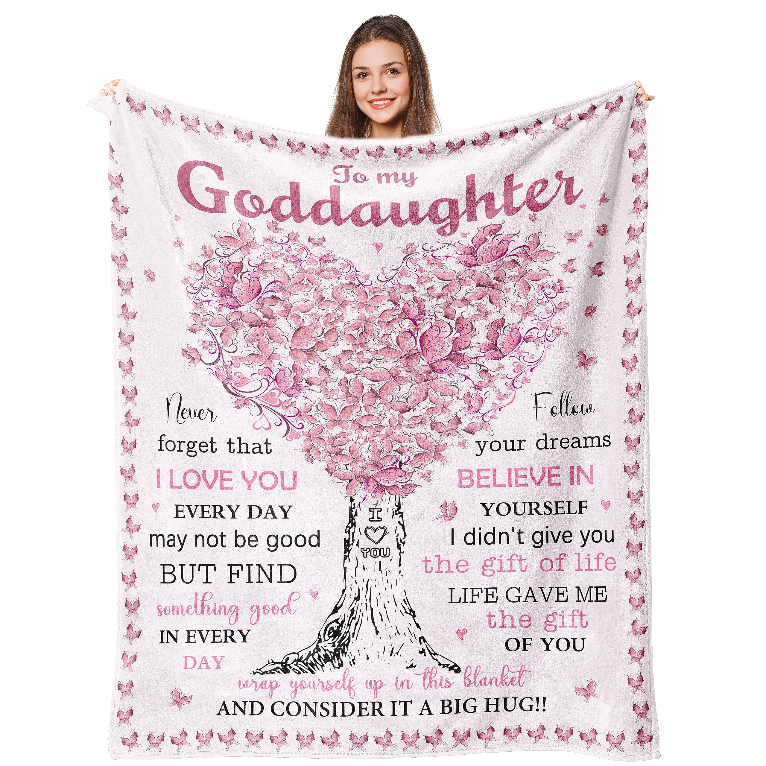Soft Hugruby Goddaughter Gift Blanket 50×60 Inches - Perfect Baptism, Birthday & Graduation Present from Godparents | Cozy Throw for Girls, Ideal for Snuggling, Nursery Decor & Special Occasions