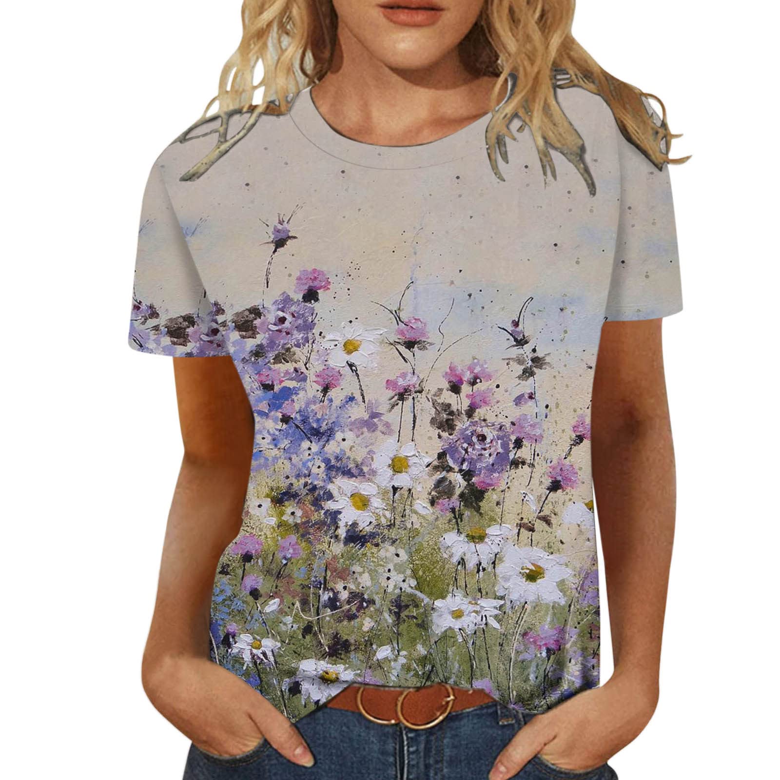 Women's Floral Print Casual Tunic Top - Crewneck Workout Tank Blouse for Summer & Fall | Perfect for Yoga, Office & Everyday Wear