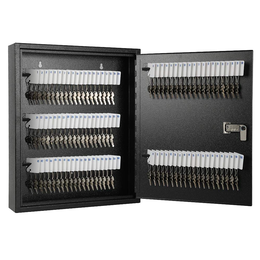 KYODOLED 100-Key Wall Mount Key Cabinet Organizer with Combination Lock – Large Key Storage Box (17