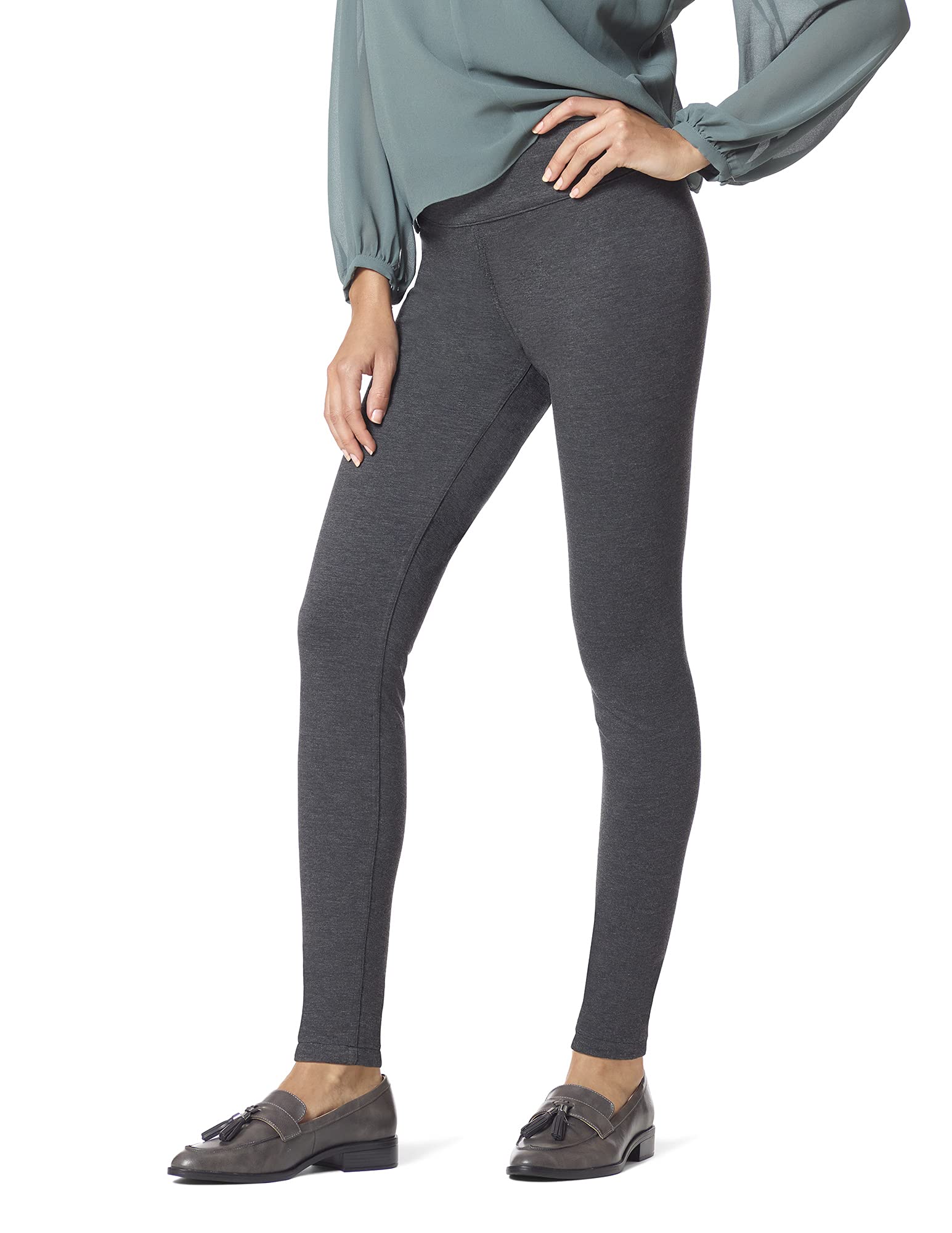 HUE Women's Reversible Ponte Leggings - High Waist Stretchy Yoga Pants for Workout & Lounge | Comfortable & Versatile for Running, Gym, Travel & Everyday Wear