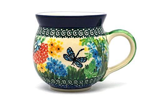 Polish Pottery Mug 11oz - Handmade Unikat U4612 Bubble Design for Coffee & Tea