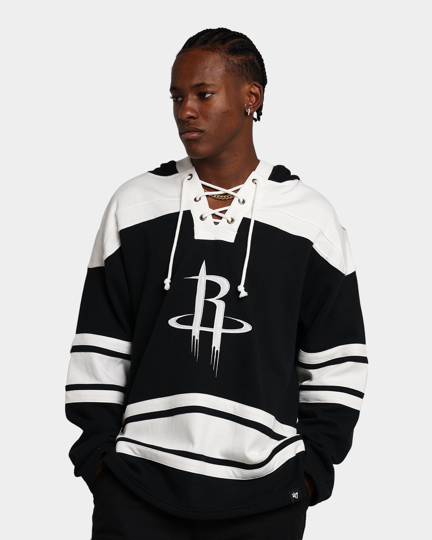 47 Brand Houston Rockets Superior Lacer Hoodie - Men's NBA Basketball Pullover Sweatshirt (Jet Black) - Perfect for Game Day, Casual Wear & Street Style