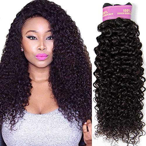 RECOOL 10A Brazilian Human Hair Extensions - 16 Inch Curly Hair Weft (1 Bundle) - 100% Natural Virgin Hair for Styling & Volume - Perfect for Daily Wear, Parties & Special Occasions