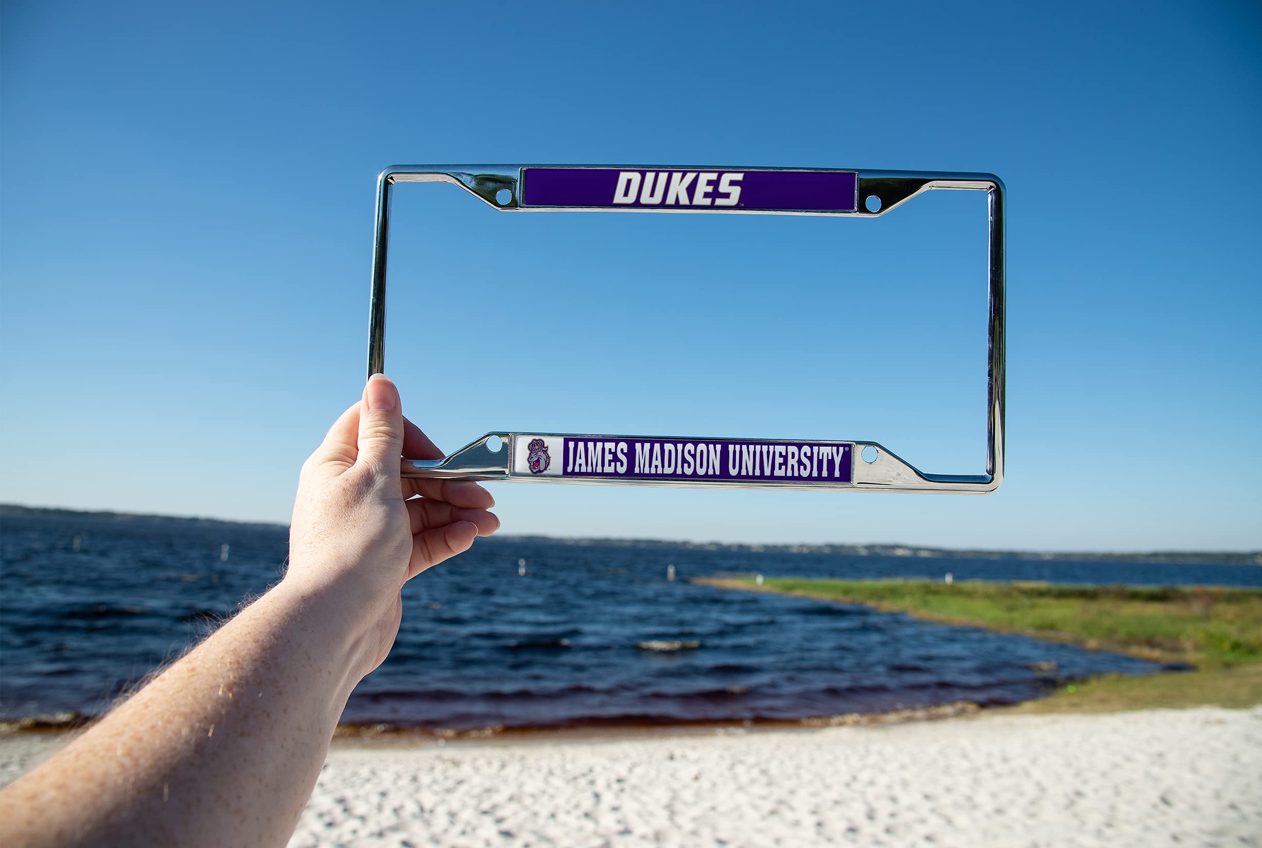 Desert Cactus JMU Dukes Metal License Plate Frame - Car Accessories for Front or Rear Bumper - James Madison University Alumni Gift - Perfect for Tailgating & School Spirit