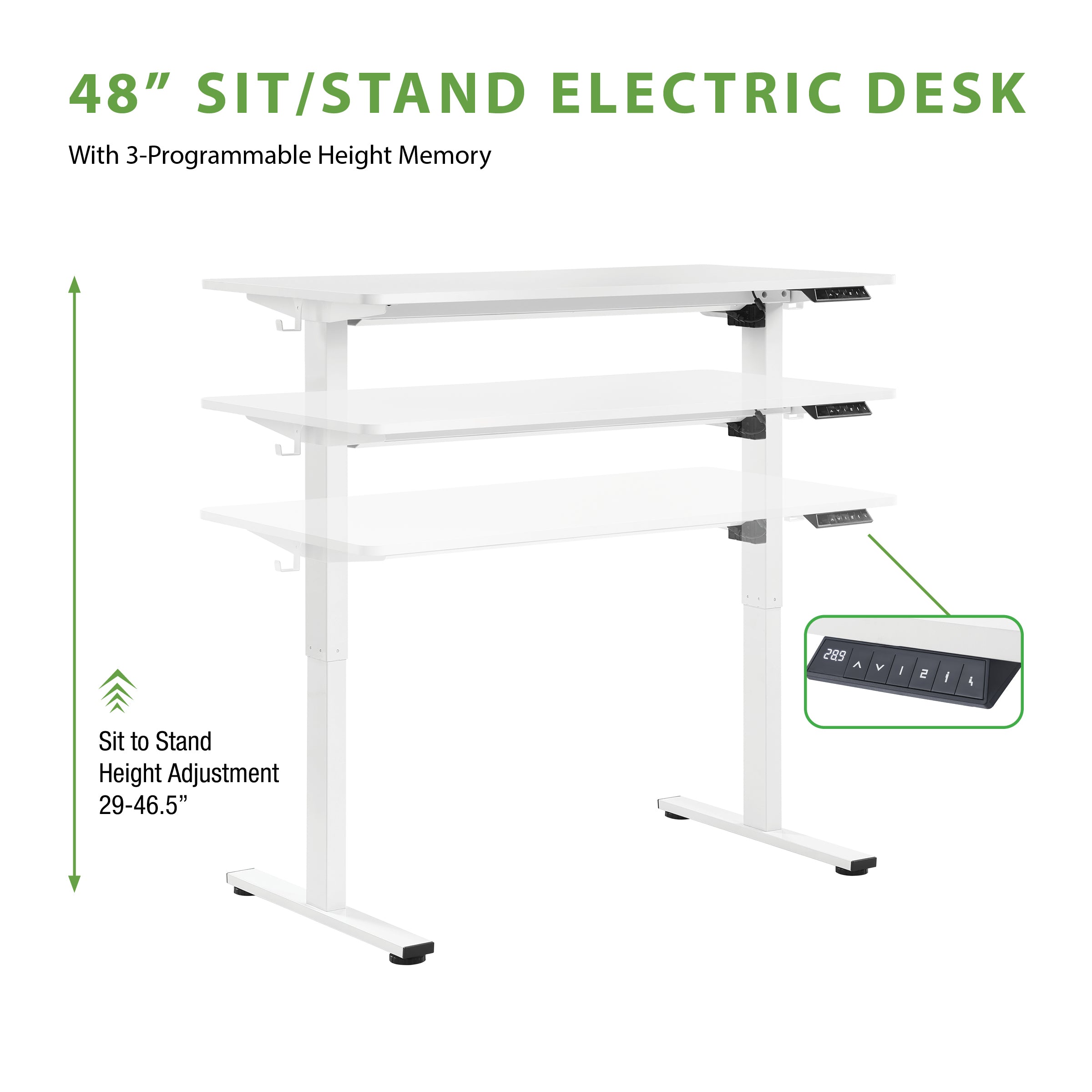 Office Star Primo Sit to Stand Electric Adjustable Height Desk [PMO4823] - Perfect for Home Office, Gaming & Workspace Ergonomics
