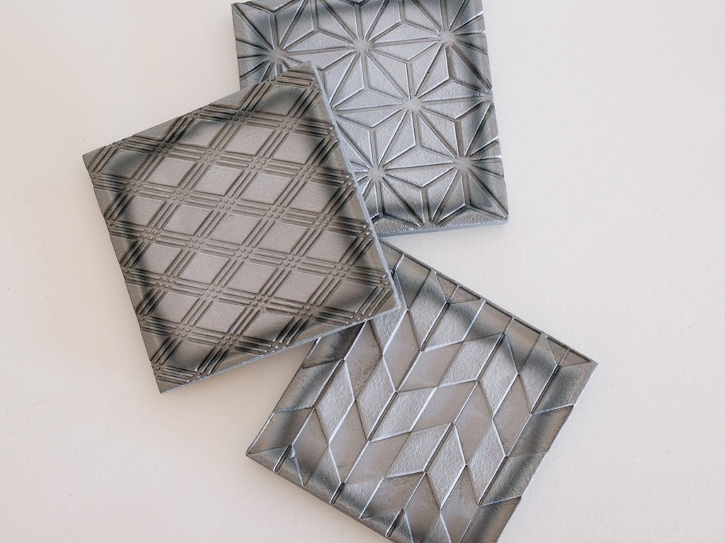 Premium Japanese Kawara Tile Coasters by Koizumi - Authentic Ceramic Drink Coasters Set of 6 - Perfect for Home Decor, Tea Ceremony & Protecting Tables from Water Rings