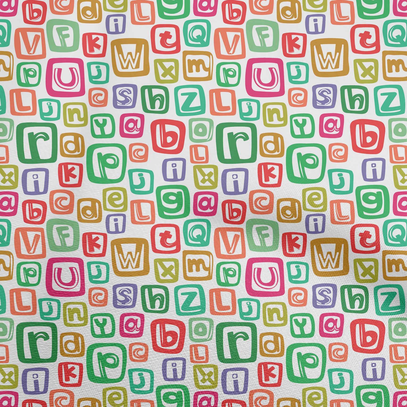 oneOone Viscose Chiffon Green Fabric with Kids Alphabet Print - 42 Inch Wide Sewing Material by The Yard for DIY Clothing, Dresses & Craft Projects