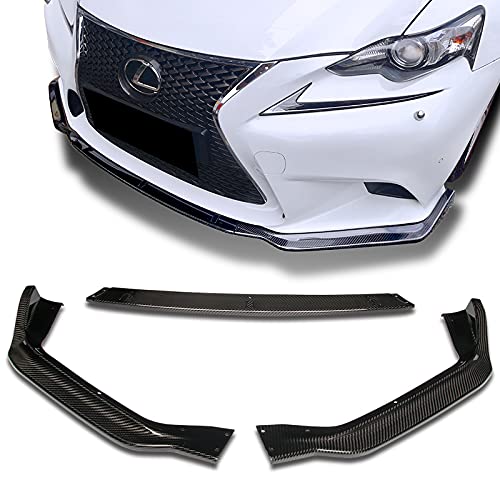 3-Piece Front Bumper Lip Spoiler for 2014-2016 Lexus IS250 IS350 F-Sport | Real Carbon Fiber Body Kit Splitter | JDM-Style Air Chin | Perfect for Car Enthusiasts & Street Racing Upgrades