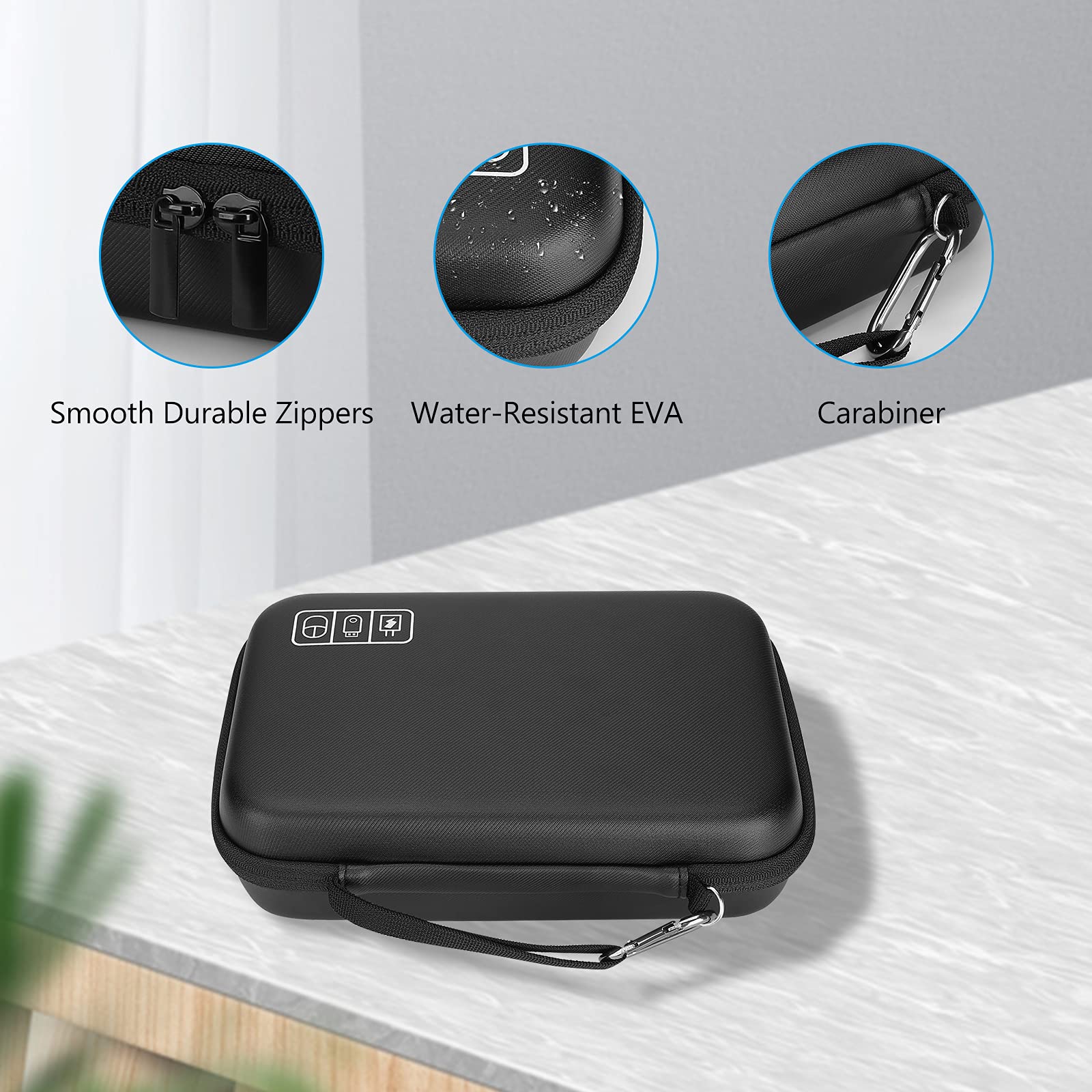 ProCase Hard Travel Electronic Organizer Case for MacBook Accessories - Fits Power Adapter, Chargers, Cables, Power Bank, Magic Mouse, Apple Pencil, USB Flash Drive & SD Cards - Compact Portable Storage Bag (Large, Black) - Perfect for Business Trips, Commuting & Tech Organization