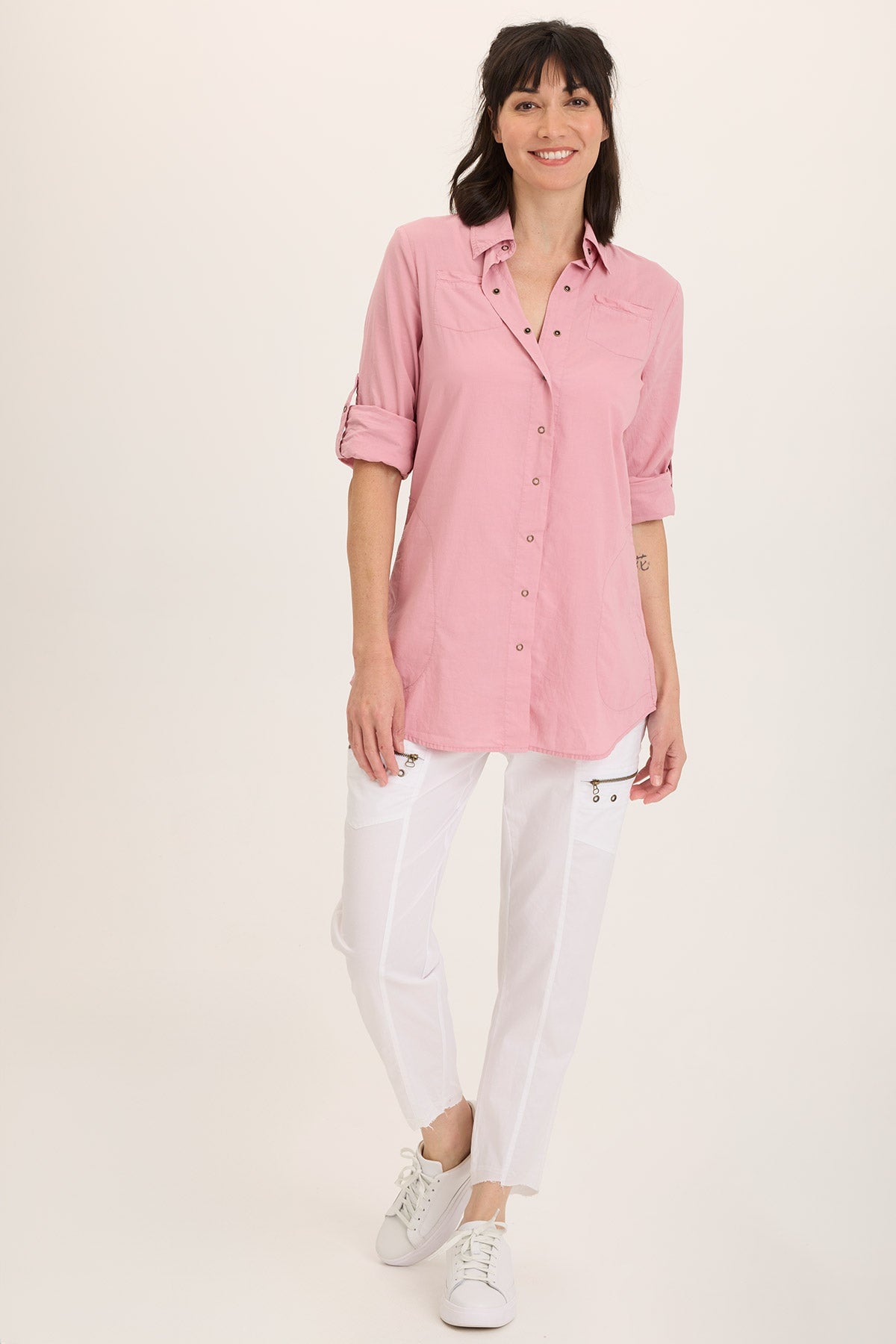 Soft Voile Button Down Blouse for Women - Comfortable & Breathable Reporter Shirt - Perfect for Office, Business Casual & Everyday Wear