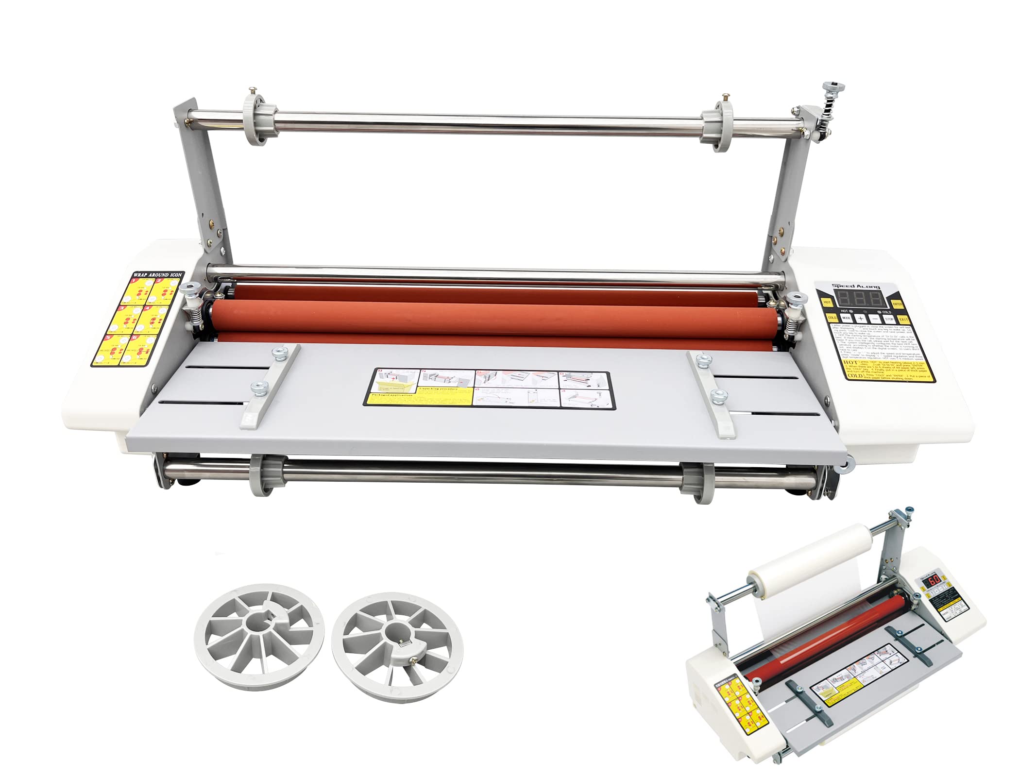 TECHTONGDA 110V Thermal Cold Roll Laminator Machine - Dual Side & Single Side Laminating with 4 Rollers & Digital Display - A2 Paper Size (17.3