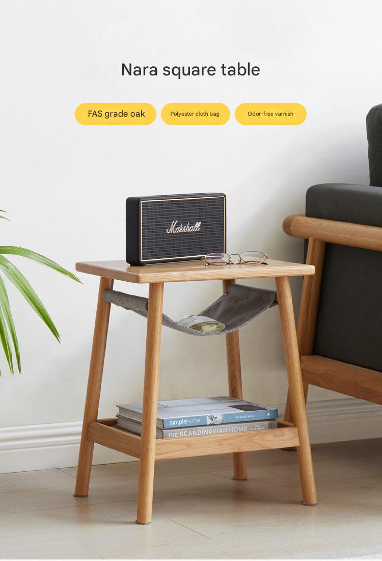Solid Oak Wood Modern Nordic Side Table - Stylish End Table for Living Room, Bedroom, or Office - Perfect for Coffee, Books, and Decor