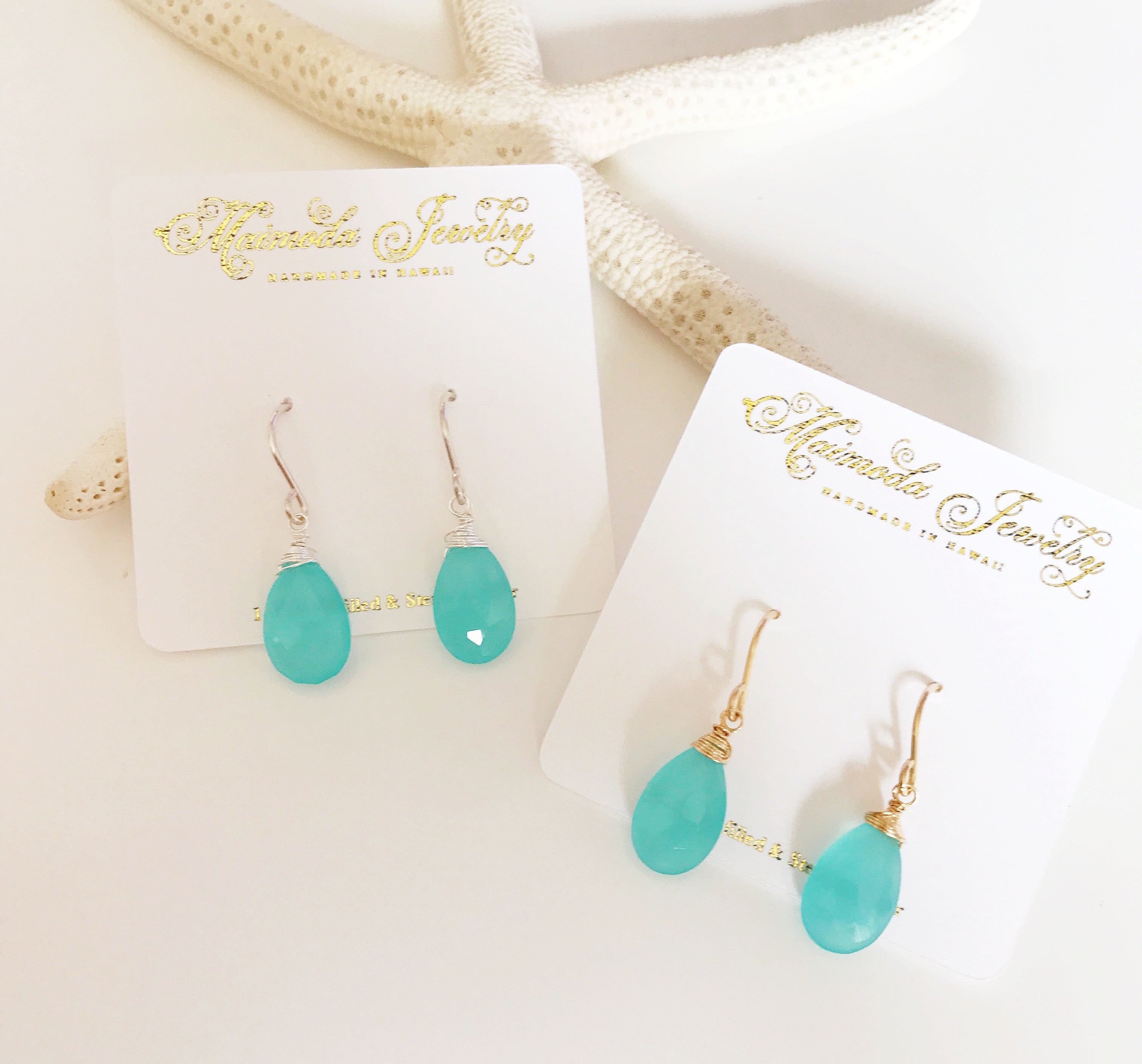 Nalani Aqua Chalcedony Earrings (E206) – Elegant Blue Gemstone Jewelry for Women, Perfect for Weddings, Parties & Special Occasions