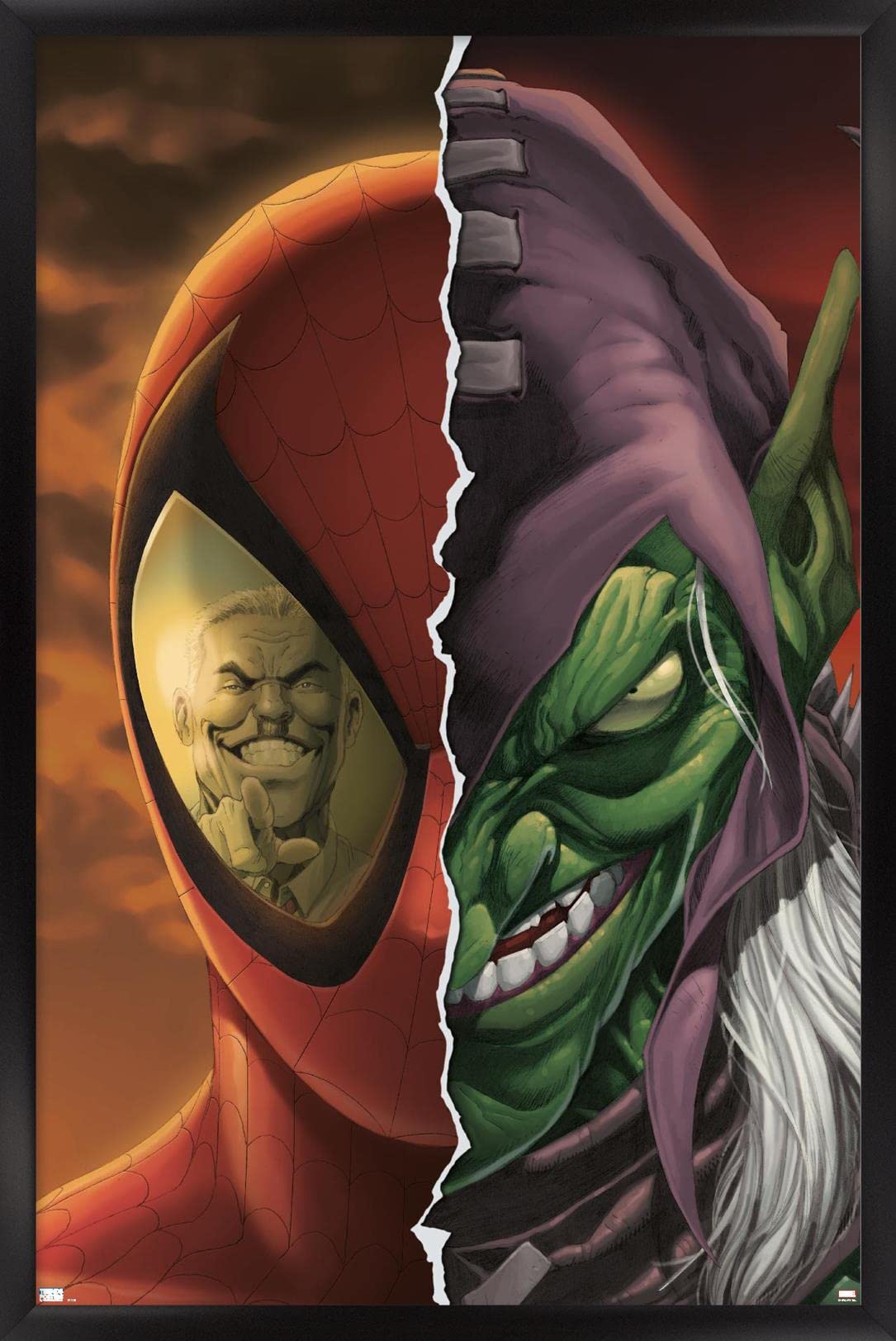 Marvel Comics Green Goblin Spider-Man House of M #4 Framed Wall Poster 22.4x14.7 Inches - Perfect for Superhero Bedroom Decor, Home Theater & Comic Book Fan Gifts