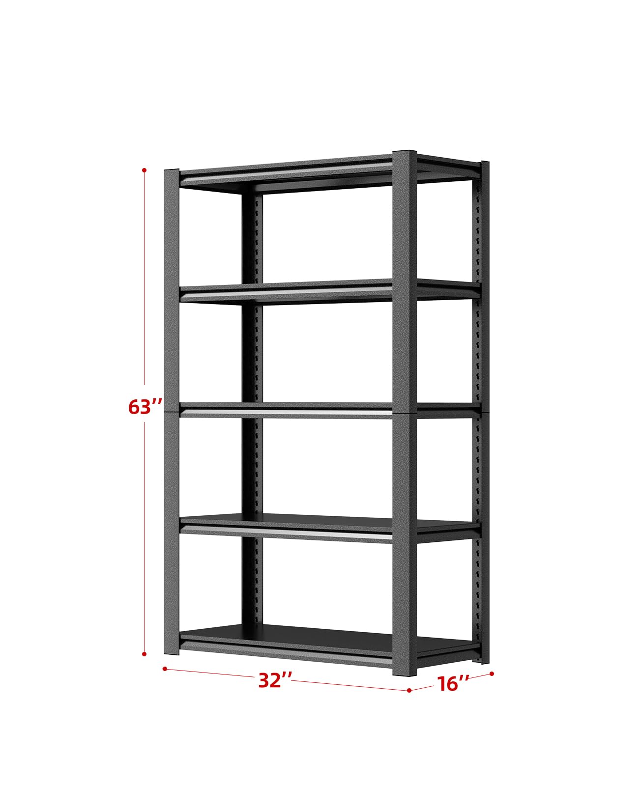 5-Tier Heavy Duty Storage Shelves - 2500 lb Capacity Boltless Metal Shelving Unit for Garage, Basement & Shed (16