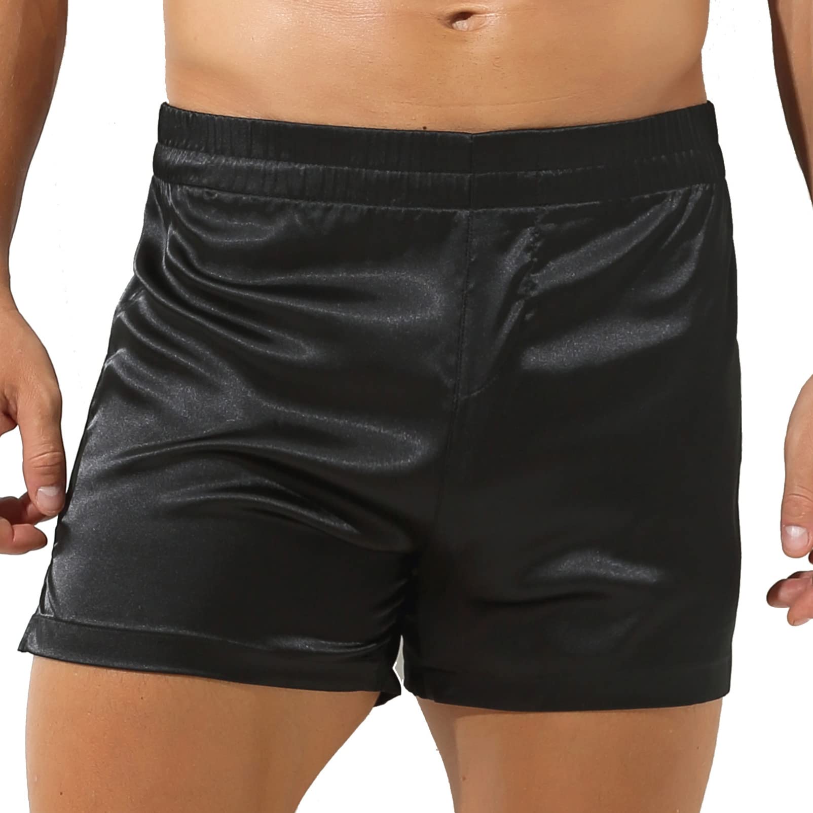 Alvivi Men's Low Waist Satin Boxer Briefs - Silky Soft Lounge Underwear with Comfort Pouch & Side Split Design for Sleep, Home Relaxation & Everyday Wear