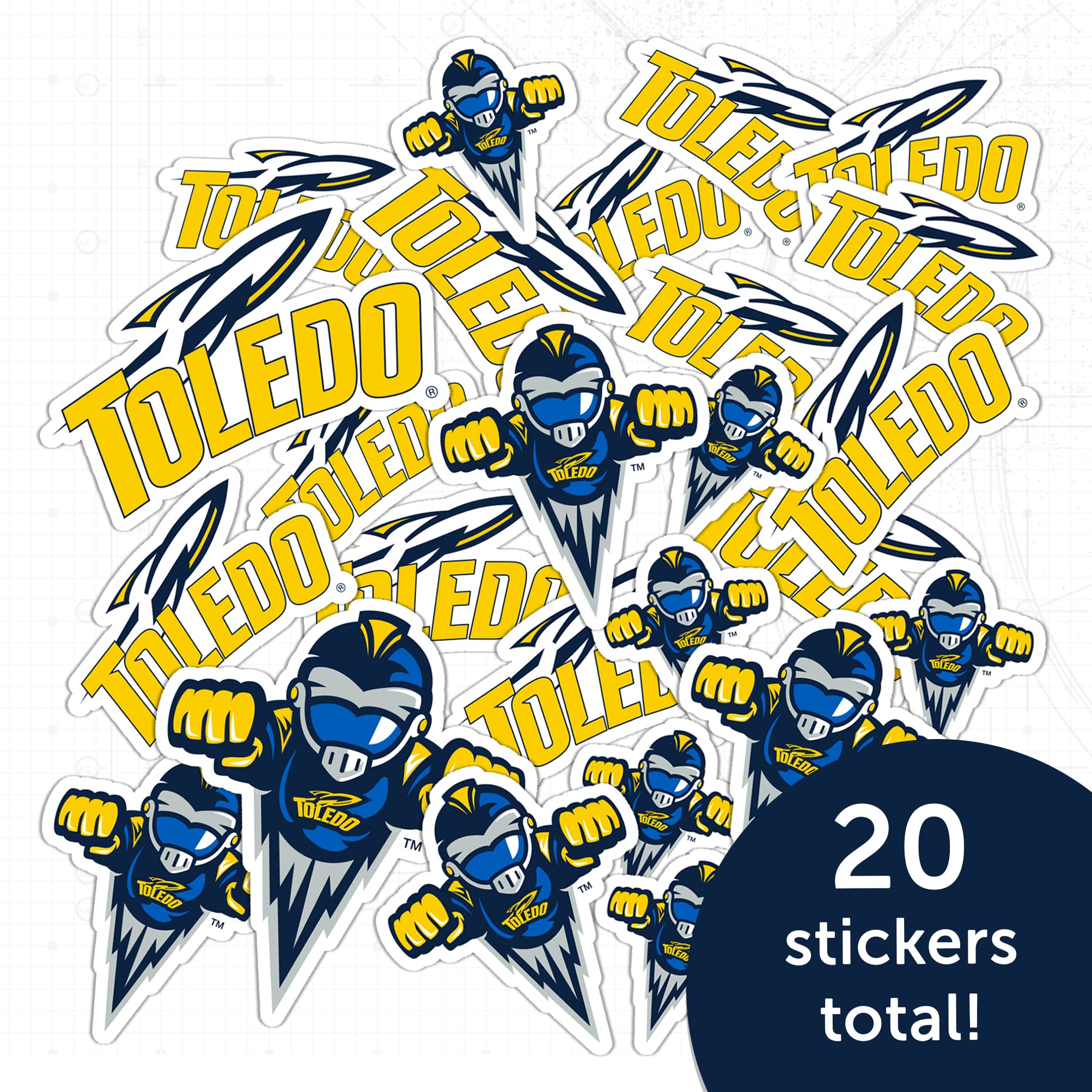 University of Toledo UT Rockets Vinyl Decals Sticker Sheet (13.39x10.98 Inch) - Desert Cactus Design for Laptop, Water Bottle, Car & Scrapbook - Perfect for College Pride, School Spirit & Fan Gifts