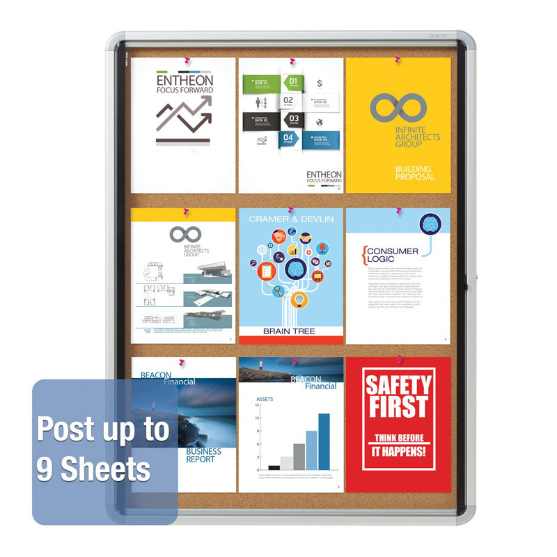 Premium Enclosed Cork Bulletin Board with Swing Glass Doors - Silver Frame for Home, Office, or Classroom Organization & Memo Display
