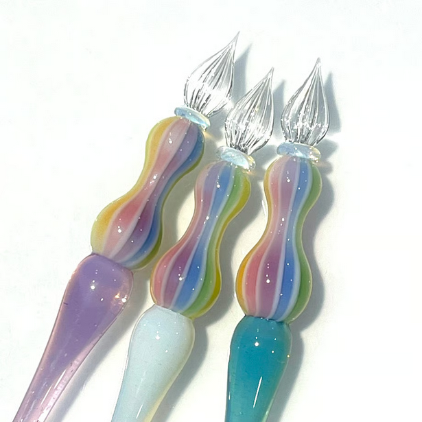 Japanese Glass Dip Pen - Rainbow & Marin Blue Colors - Unique Writing Gift for Calligraphy, Journaling, and Lettering - Perfect for Writers, Artists & Stationery Lovers