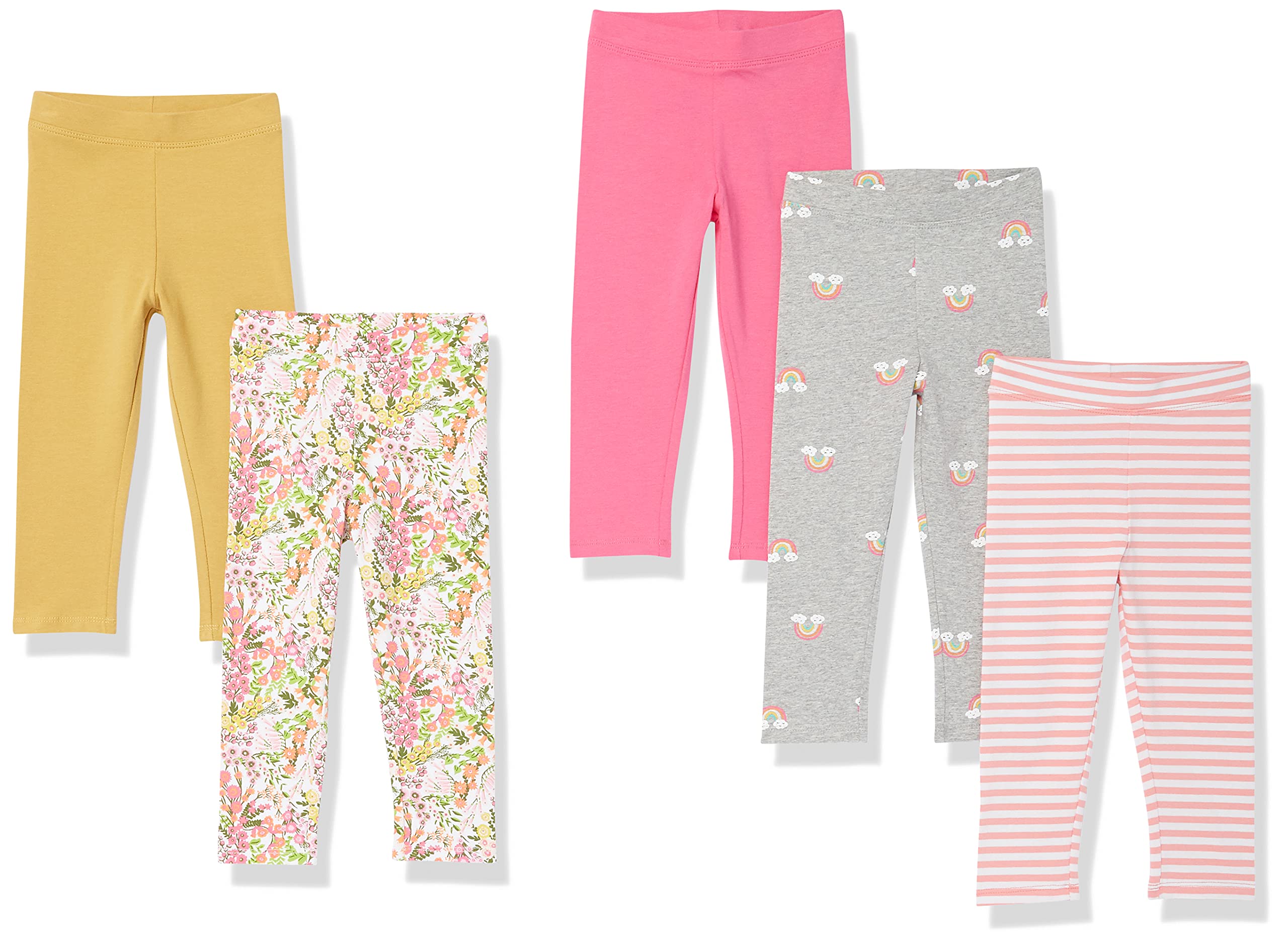 Amazon Essentials Baby, Toddler & Girls' Leggings Multipack - Soft Stretchy Cotton Blend Pants for Playtime, School & Everyday Wear