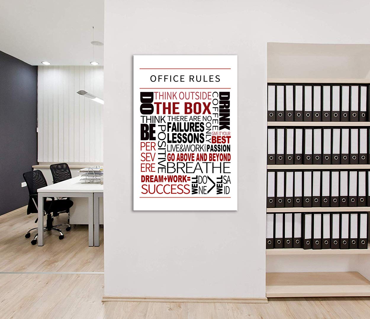 Large Inspirational Office Wall Art - Motivational Canvas Prints with Positive Affirmations & Teamwork Quotes - Framed Ready to Hang Office Decor for Workplace, Conference Room or Home Office