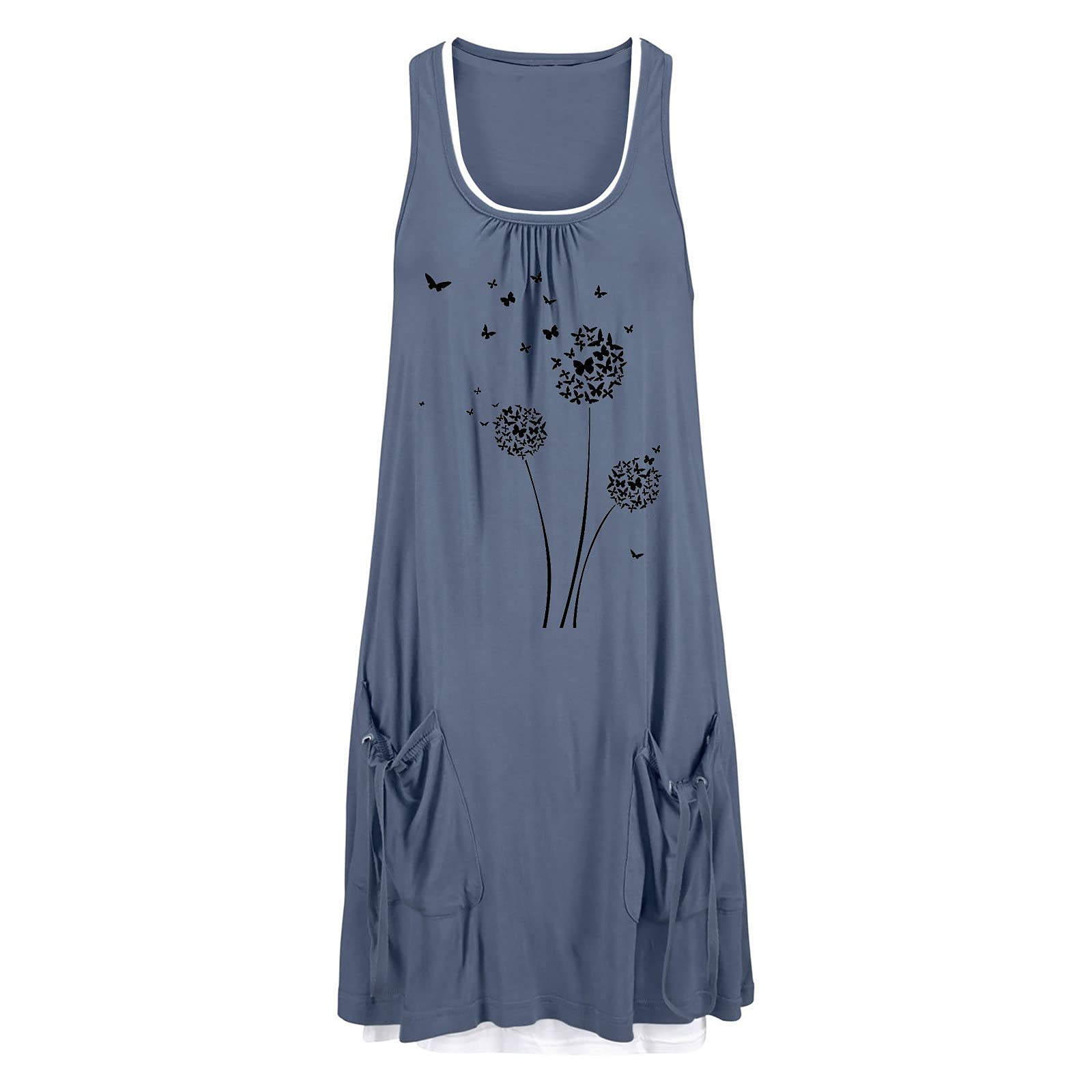 Women's Casual Loose Dandelion Print Summer Dress - Flowy Beach Cover Up, Boho Chic Fashion for Vacations & Outdoor Parties