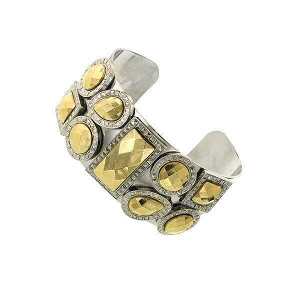 1928 Jewelry Fusion Lux Droplet Cuff Bracelet for Women - Elegant Silver Bangle for Party, Wedding & Evening Wear