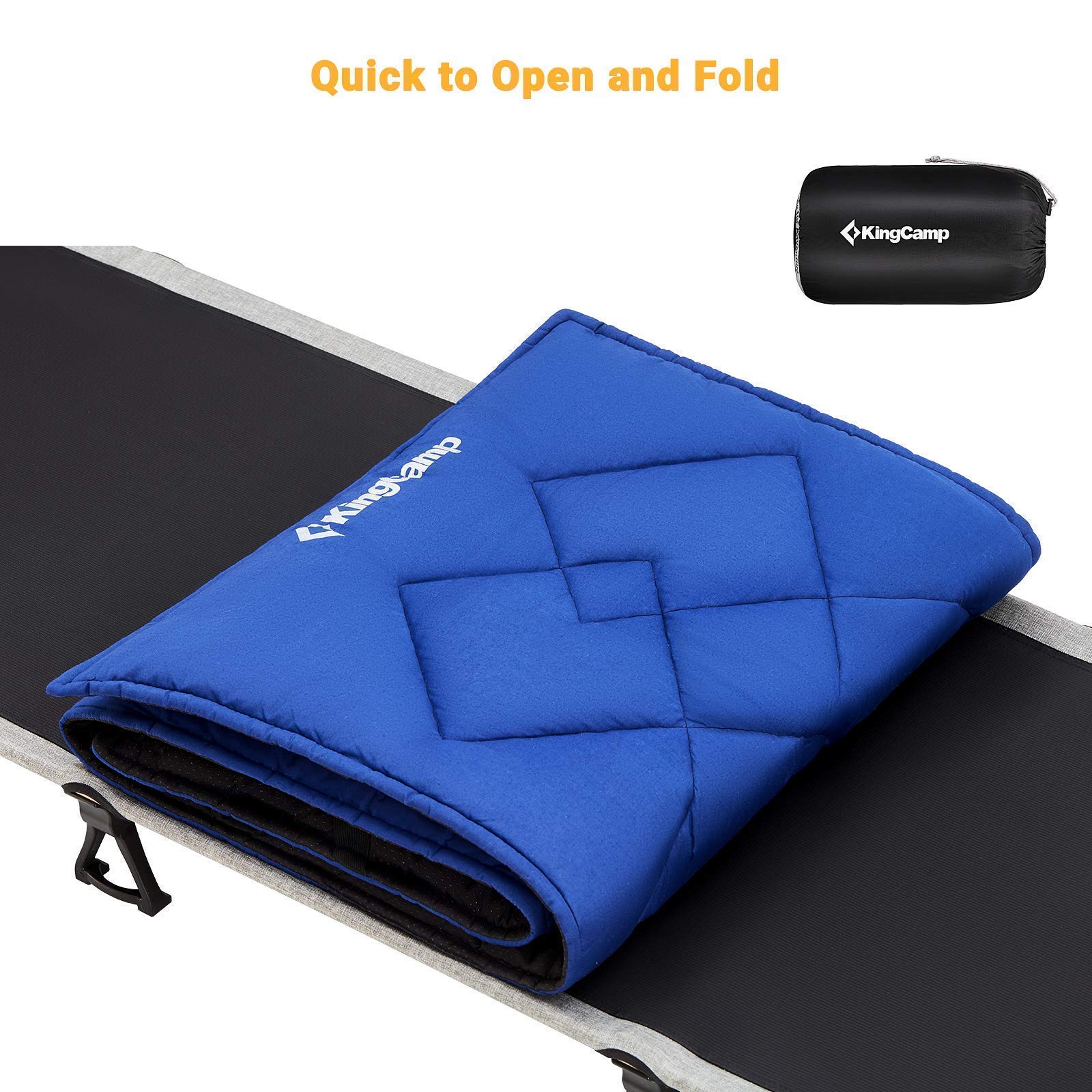 KingCamp Heavy Duty Folding Camping Cot with Comfortable Foam Topper - Portable Outdoor Bed for Camping, Hiking & Backpacking
