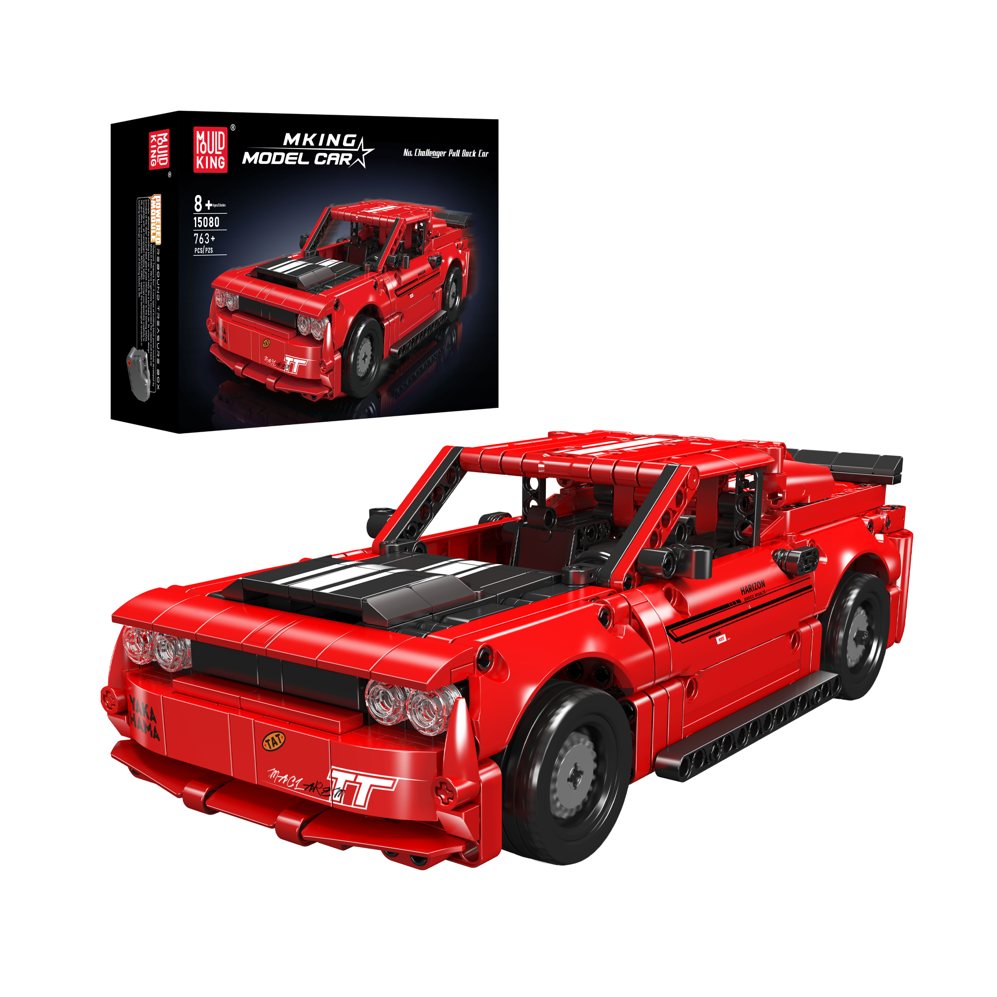 Mould King 15080S Challenger American Muscle Car Model Building Kit - 763 PCS Construction Toy for Adults & Teens - Perfect for STEM Learning, DIY Projects, and Car Enthusiasts Collection