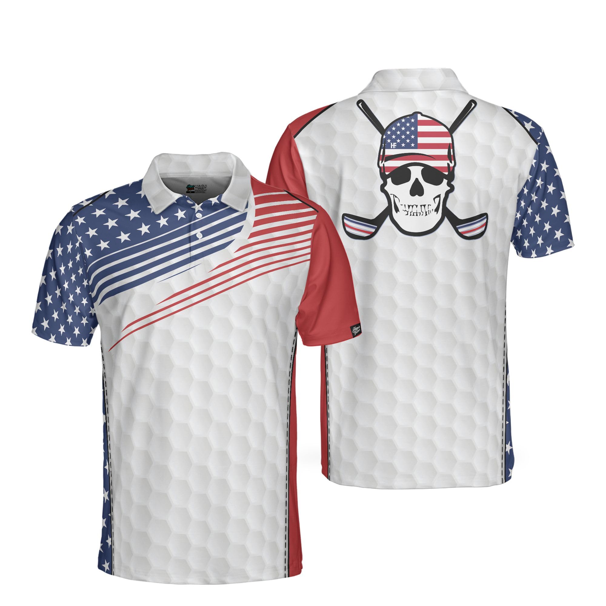 HYPERFAVOR Patriotic Golf Shirts for Men - American Flag Polo Shirts for Golfers - Breathable Short Sleeve Performance Shirt - Perfect for Golf Tournaments, 4th of July Celebrations & Patriotic Events