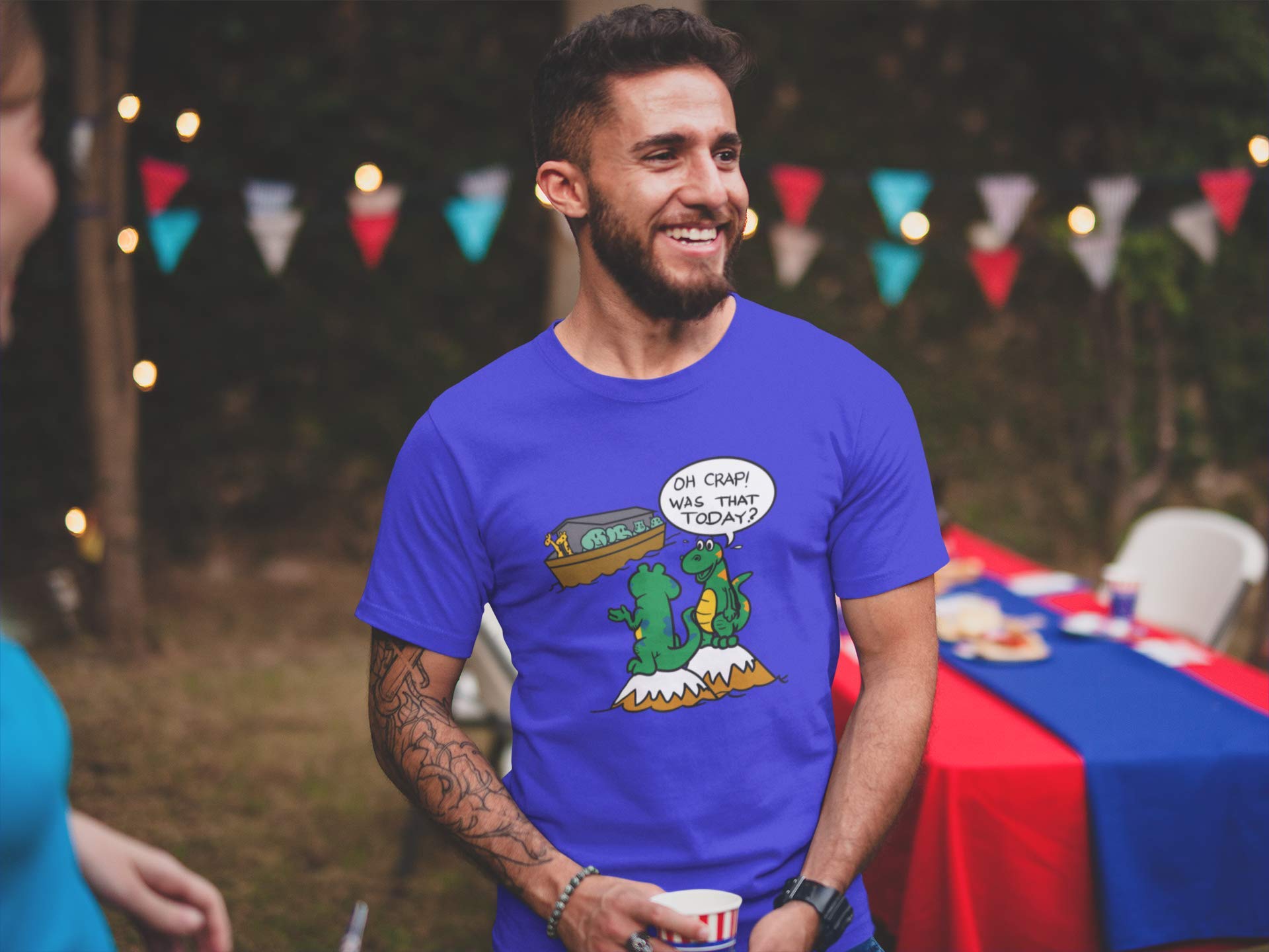 Funny Oh Crap Was That Today T-Rex Noah's Ark Humor Novelty T-Shirt - Perfect for Dinosaur Lovers, Bible Study Groups & Comedy Fans