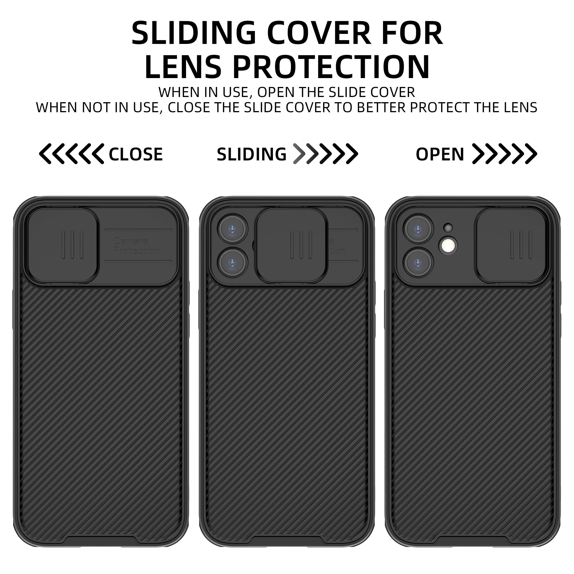 Hitaoyou Magnetic iPhone 12 Case with Slide Camera Cover - Slim Magsafe Compatible Protective Case for iPhone 12 (6.1 Inch) - Black | Perfect for Wireless Charging & Camera Protection in Daily Use, Travel & Outdoor Activities