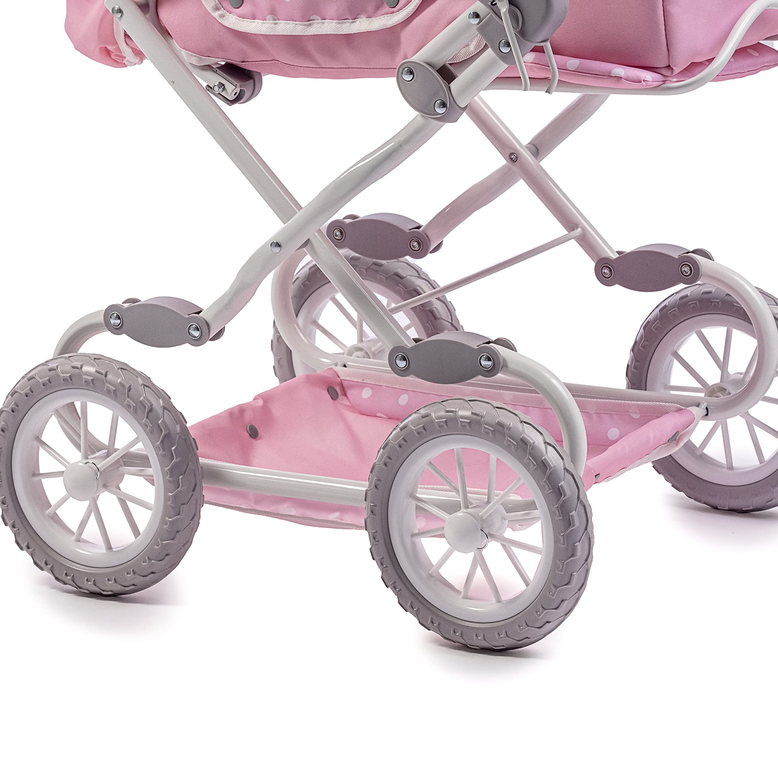 JC Toys Berenguer Boutique Deluxe Pink Foldable Baby Doll Stroller with Canopy & Removable Carry Basket - Perfect for Pretend Play, Role Play, and Gift for Girls Ages 3+ | Indoor & Outdoor Doll Accessories