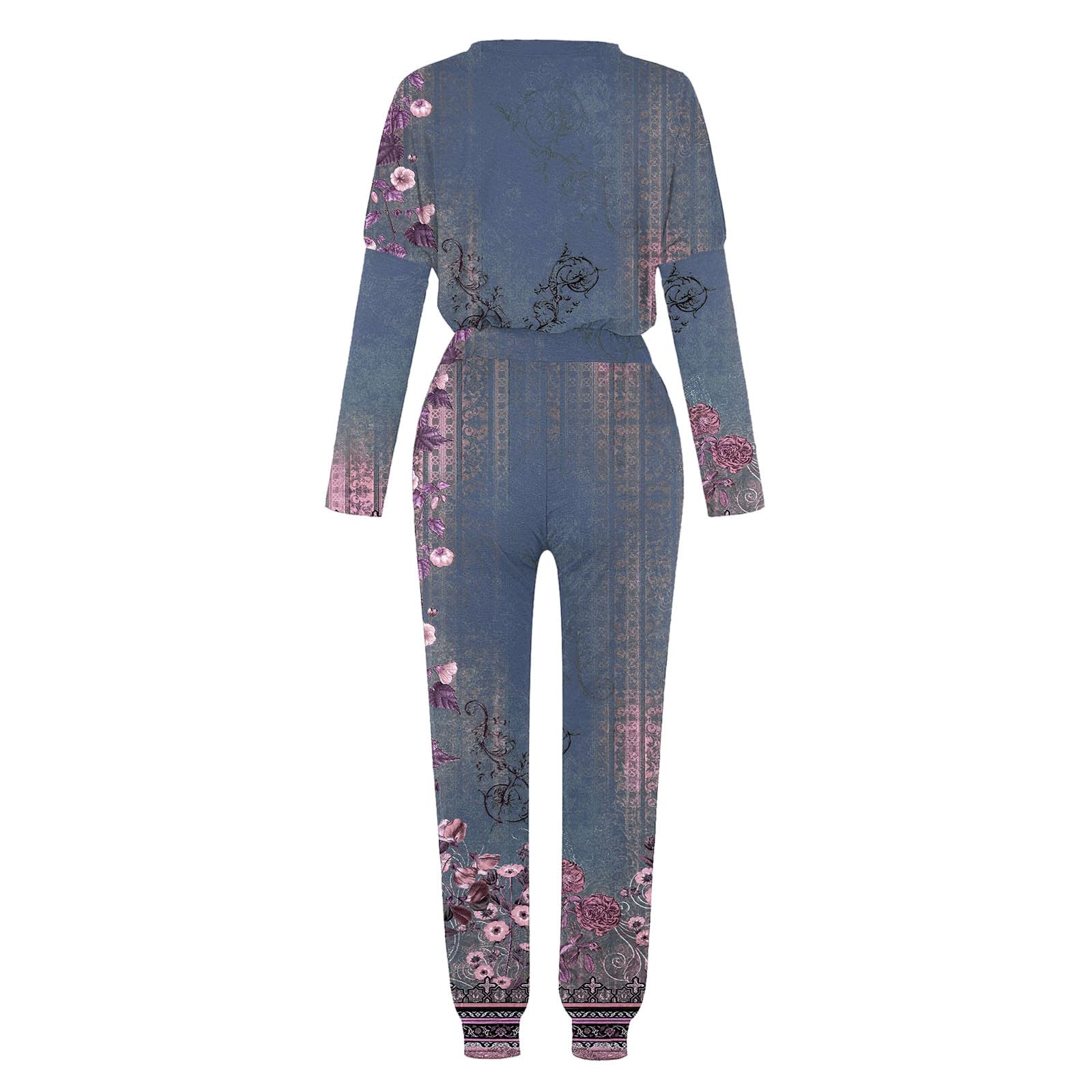 Women's 2-Piece Lounge Set - Crewneck Long Sleeve Top & Drawstring Jogger Pants Tracksuit for Comfortable Home Wear, Yoga, and Casual Outings