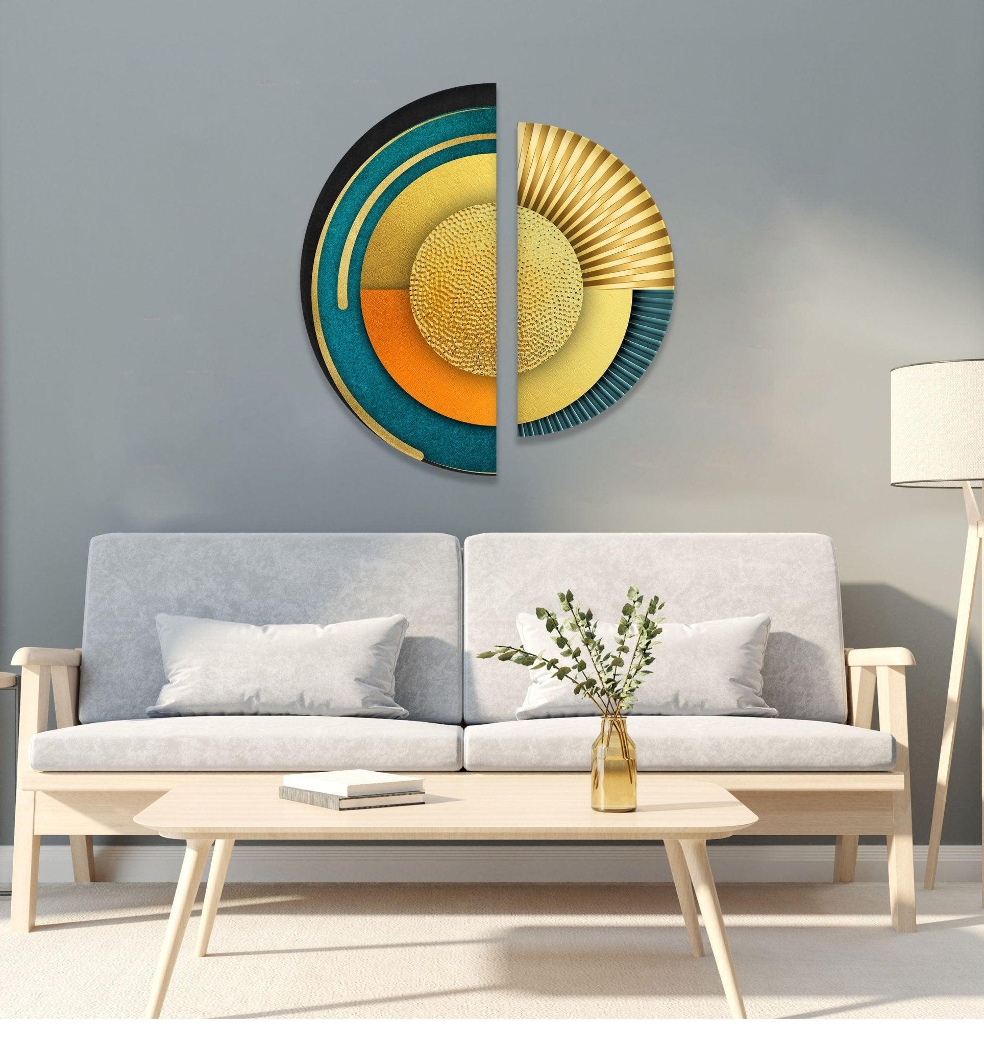 Abstract Yellow & Orange Glass Wall Art Set of 2 - Modern Handmade Glass Decor for Living Room, Bedroom, Office - Perfect for Home & Office Decor, Housewarming Gifts