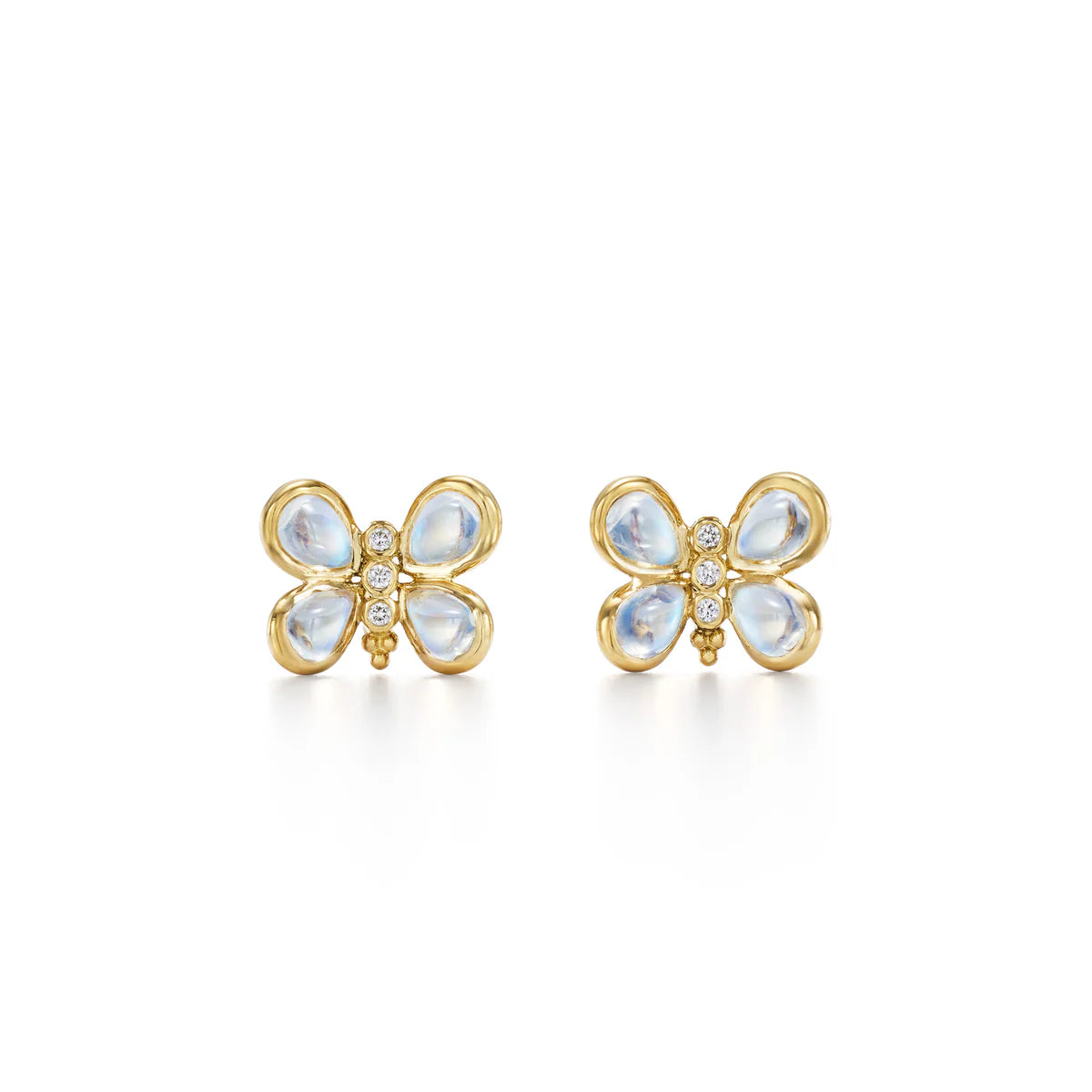 Temple St. Clair Piccola Luna Butterfly Stud Earrings - 14K Gold with Genuine Blue Moonstone & Diamond Accents | Elegant Jewelry Gift for Women, Perfect for Weddings, Date Nights & Special Occasions