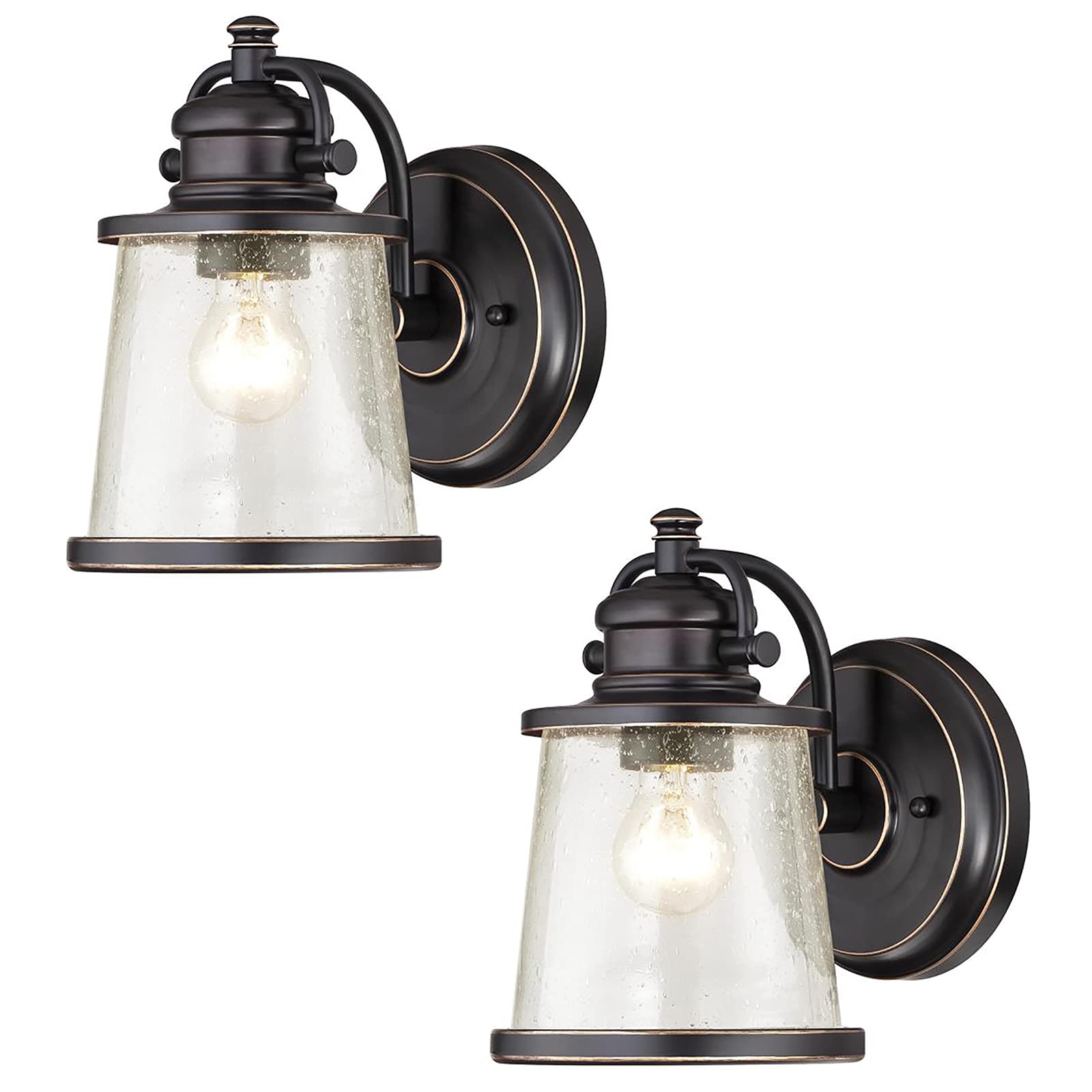 Ciata Outdoor Wall Lantern Sconce - Bronze Weatherproof Light Fixture with Clear Seeded Glass, 60W (2 Pack) - Perfect for Porch, Patio, Garden & Entryway Lighting