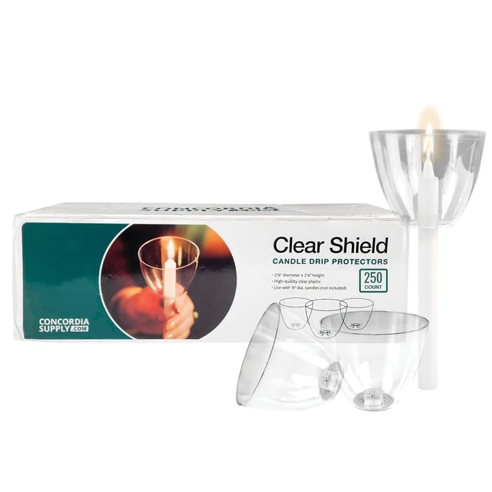 Concordia Supply Clear Shield Candle Drip Protectors - 250 Pack Wax Catchers for Candlesticks, Church Candles, Memorial Candles & Holiday Candles | Perfect for Church Services, Vigils, Home Decor & Christmas Celebrations