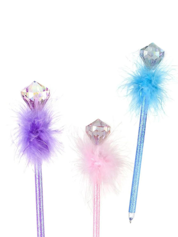 Great Pretenders Fluffy Diamond Pens - Fun & Sparkly Writing Tools for Kids, Girls & DIY Crafts - Perfect for School, Parties & Creative Gift Giving