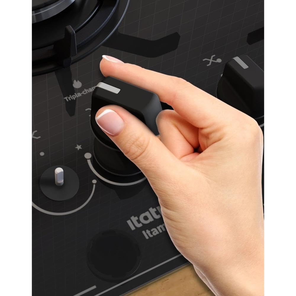 Itatiaia Itamaster 4-Burner Gas Cooktop with Triple Flame & Auto Ignition - Black, Bivolt - Perfect for Home Kitchens & Outdoor Cooking