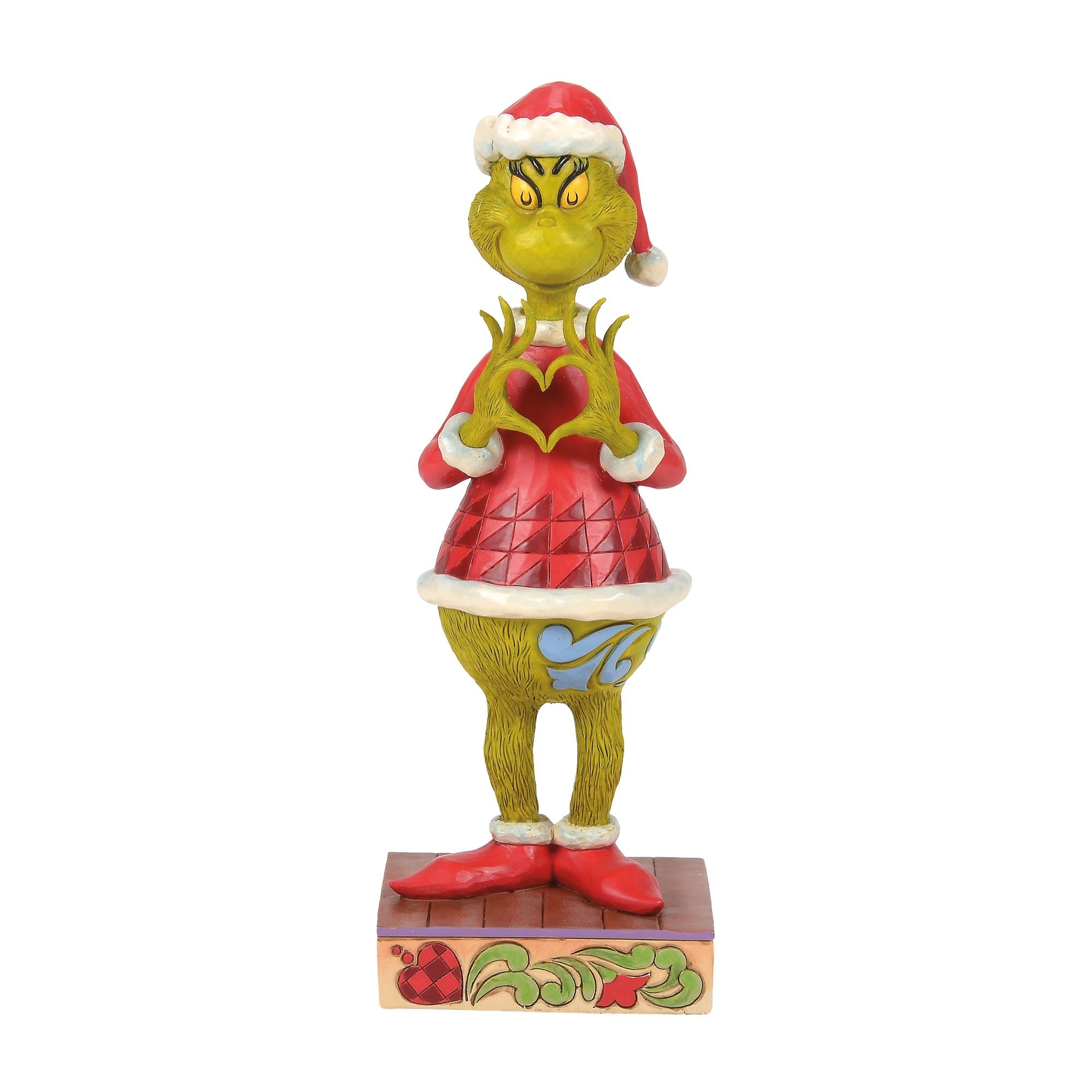 Grinch with Heart Hands Figurine - Christmas Decor, Holiday Gift, Home & Office Decoration - Perfect for Xmas Tree, Mantel, and Party Decorations